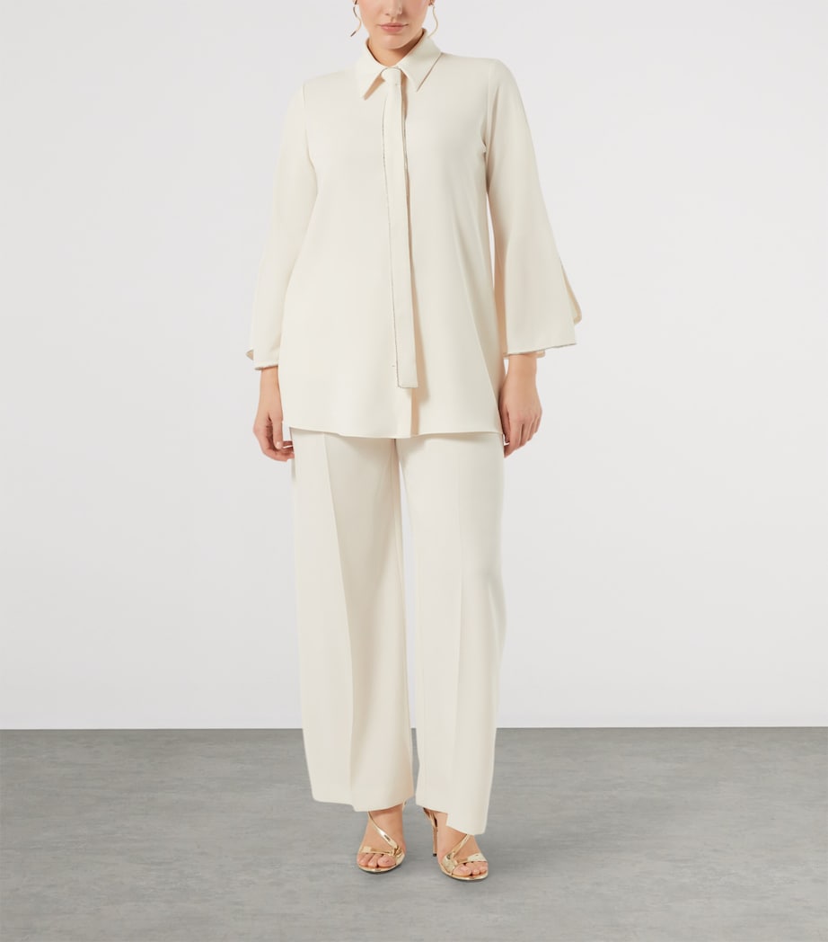 Marina Rinaldi Womens Embellished Belted Blazer Ivory Image 2