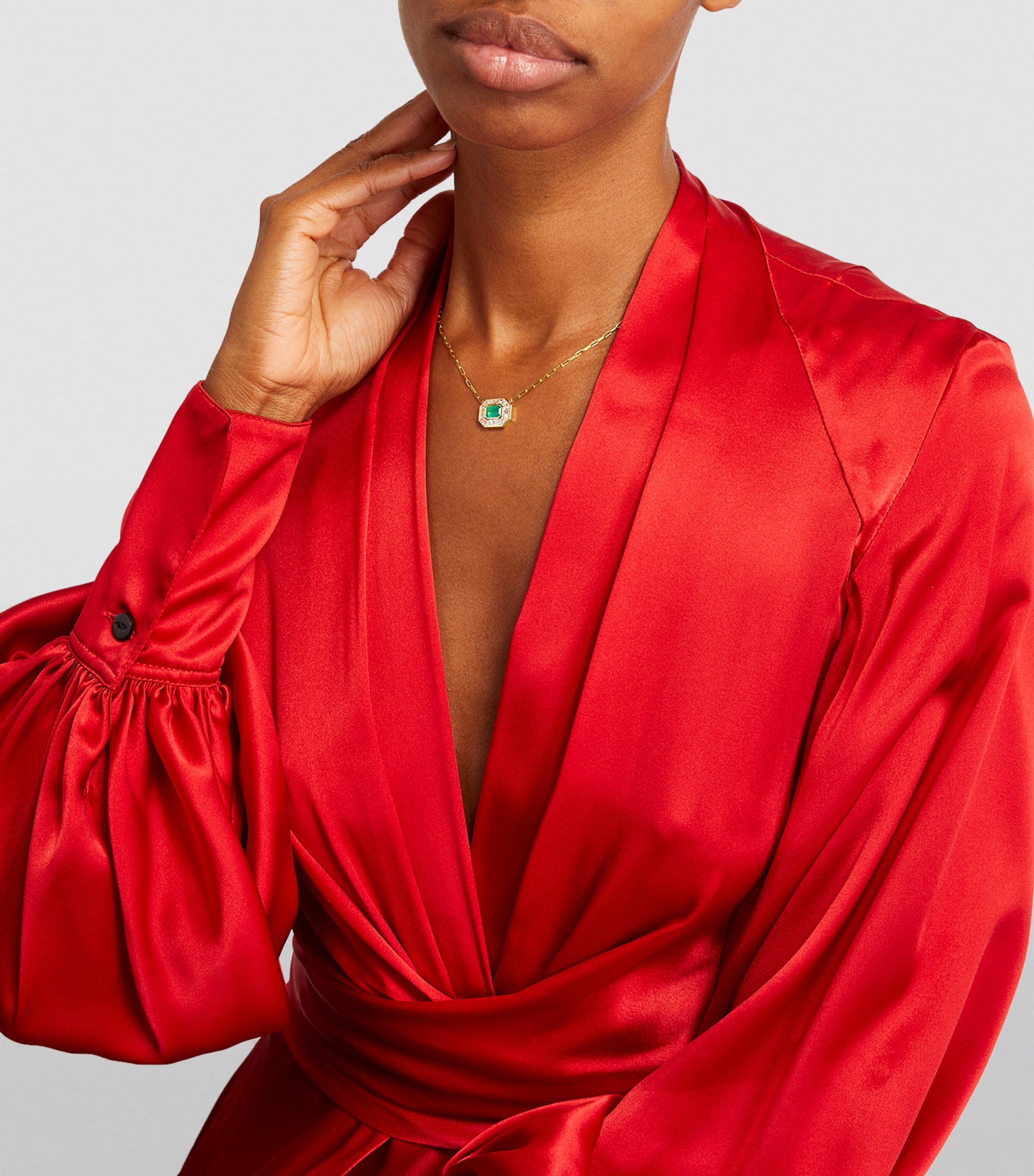 Yellow Gold, Diamond and Emerald Deco Necklace YELLOW GOLD Image 3