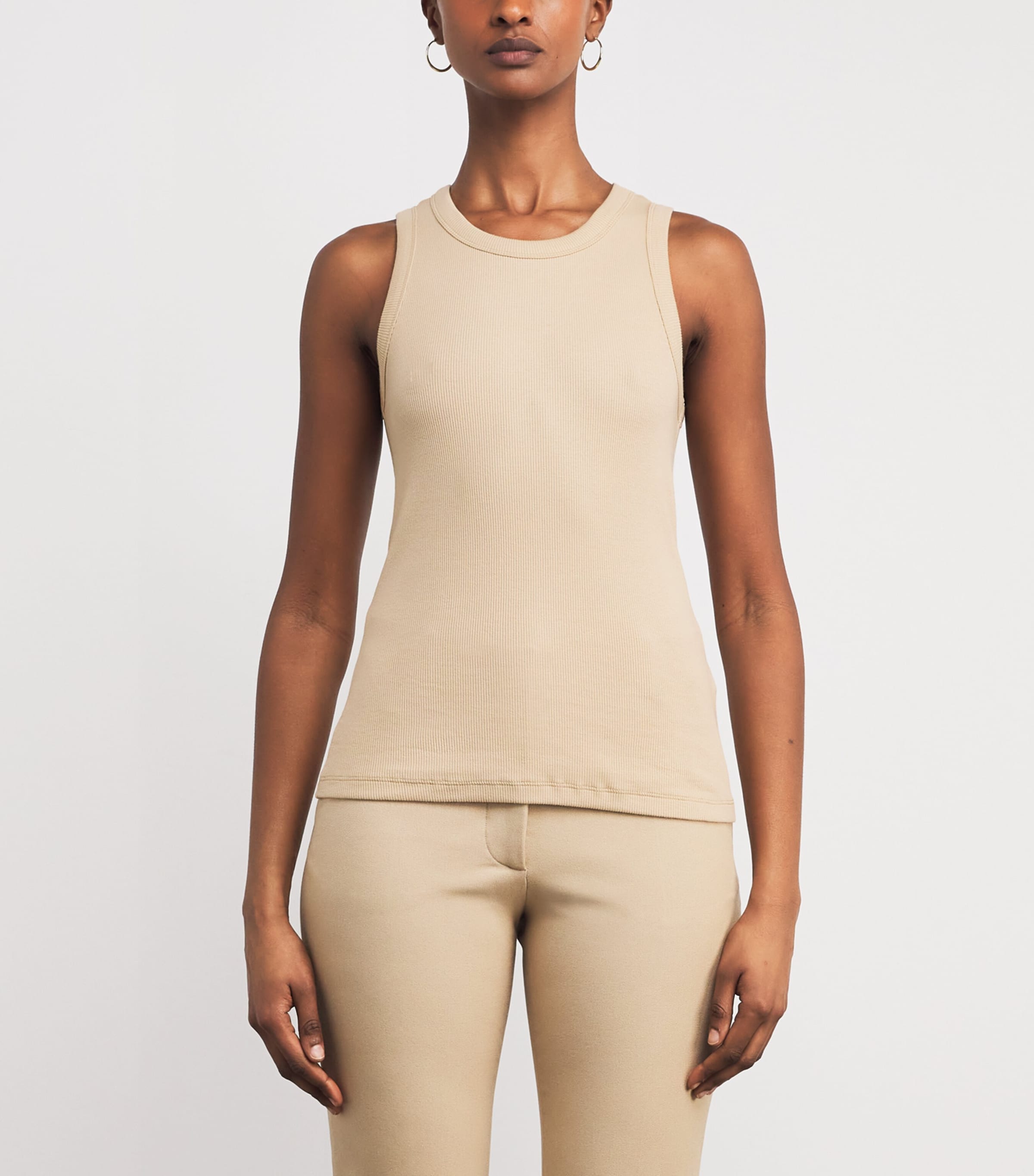 Stretch-Cotton Yeux Tank Top POWDER Image 3