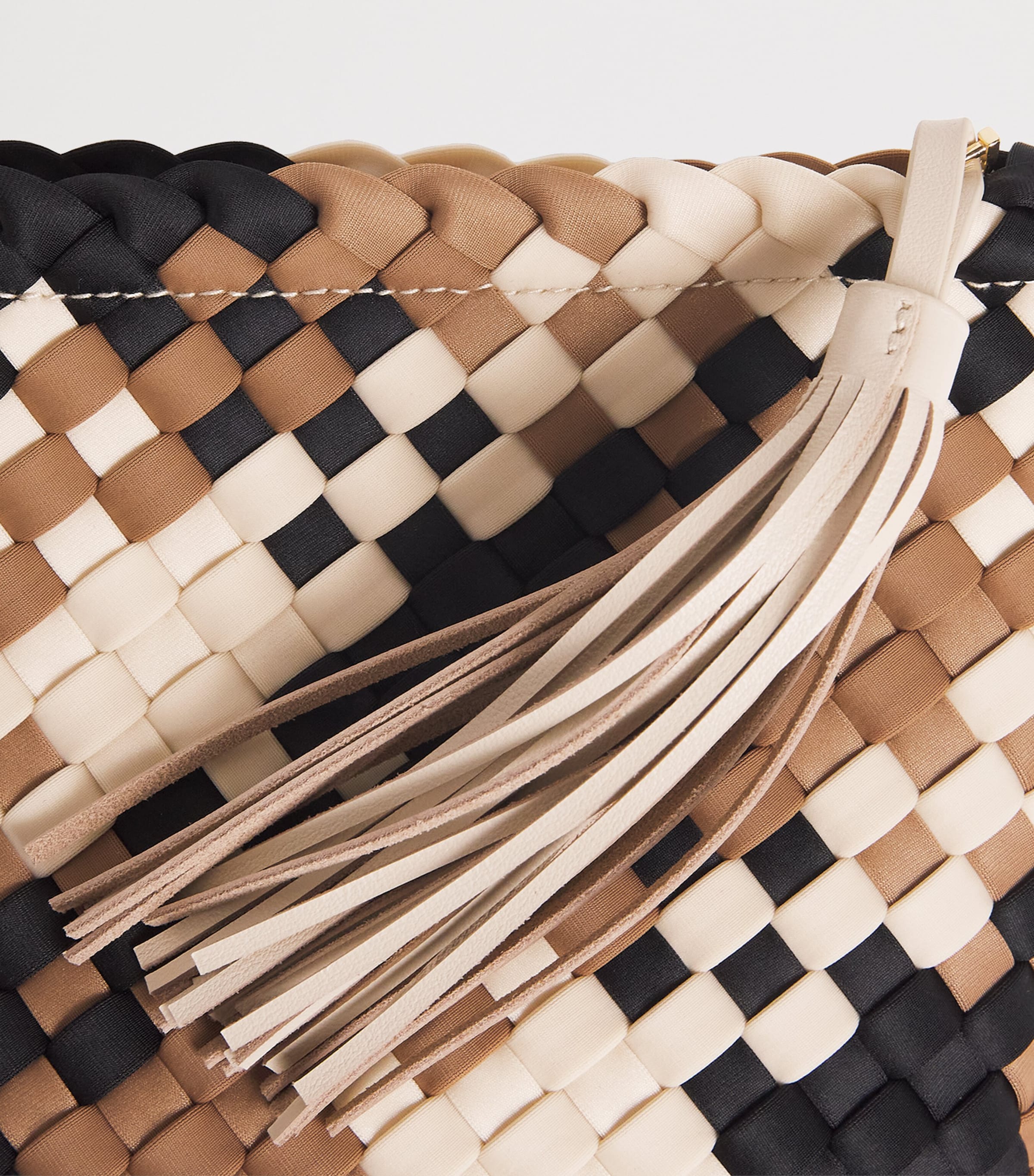 Harrods Neoprene Woven Pouch Ivory Image 5