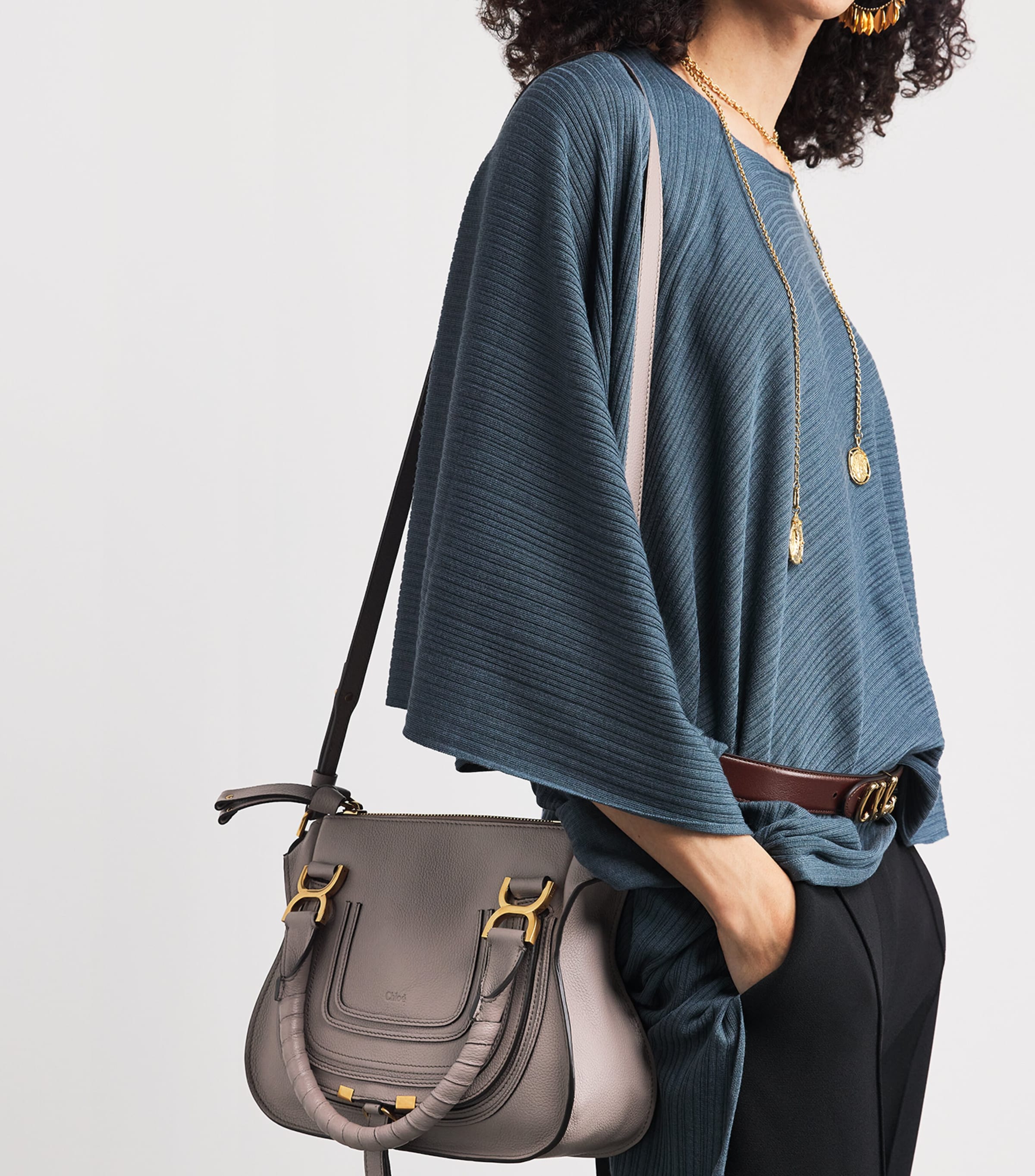 Small Leather Marcie Top-Handle Bag TWILIGHT PURPLE Image 2