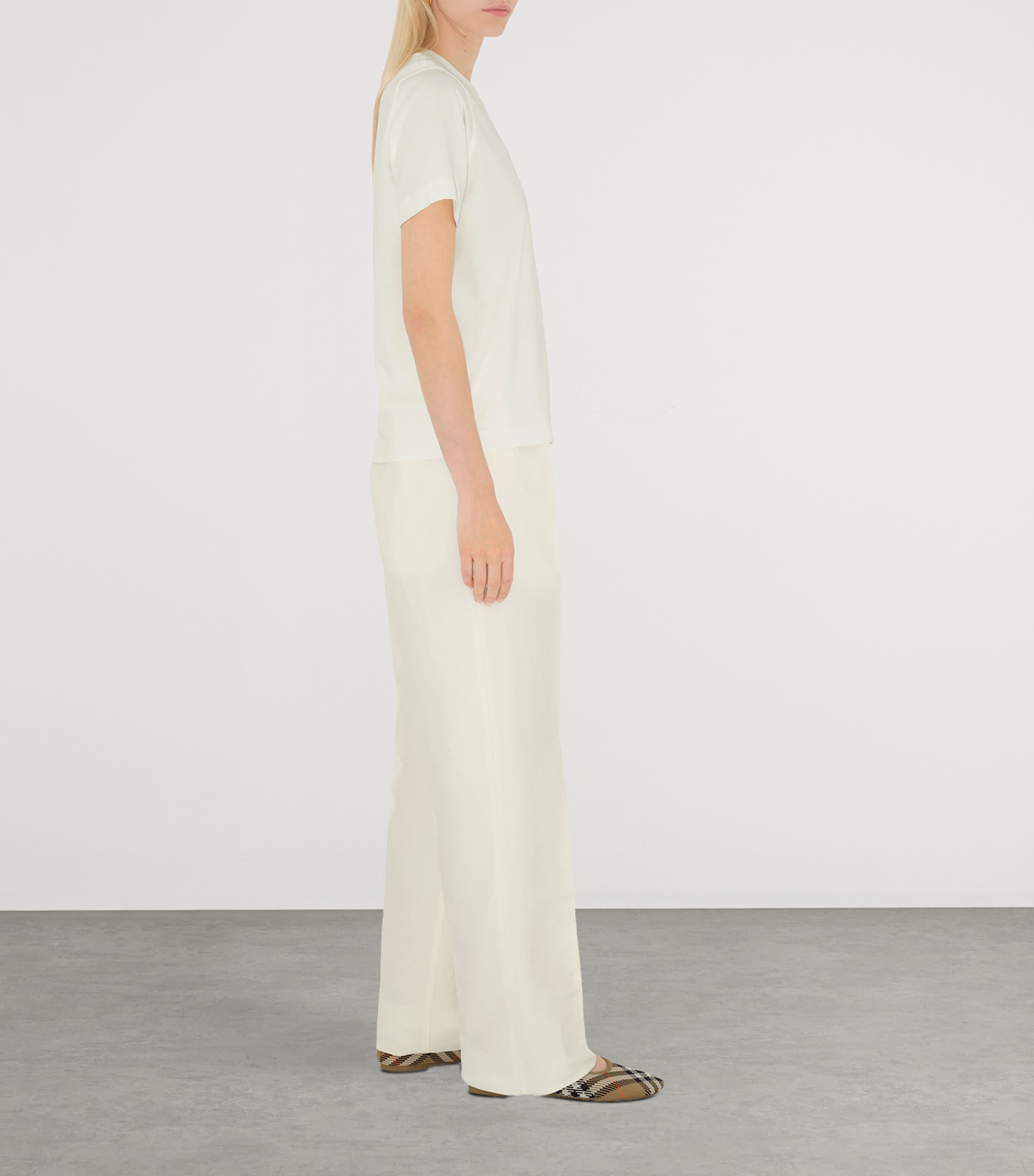 Cotton Check Label T-Shirt CHALK Image 5