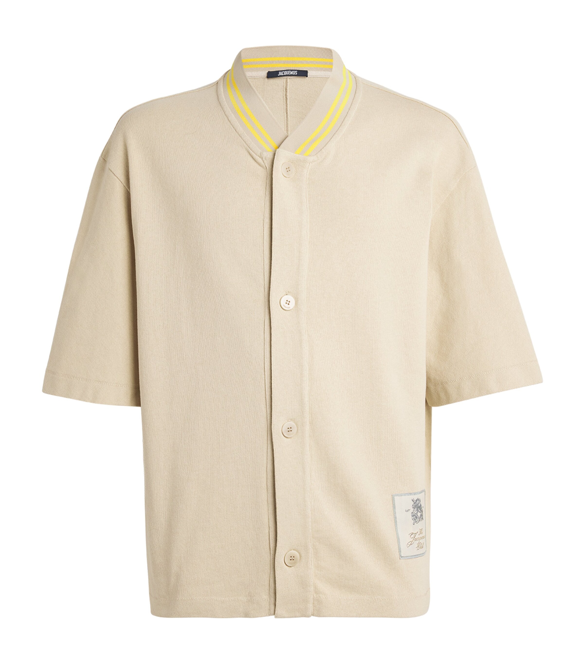 Jacquemus Mens Cotton Cropped-Sleeve Shirt Beige Image 1