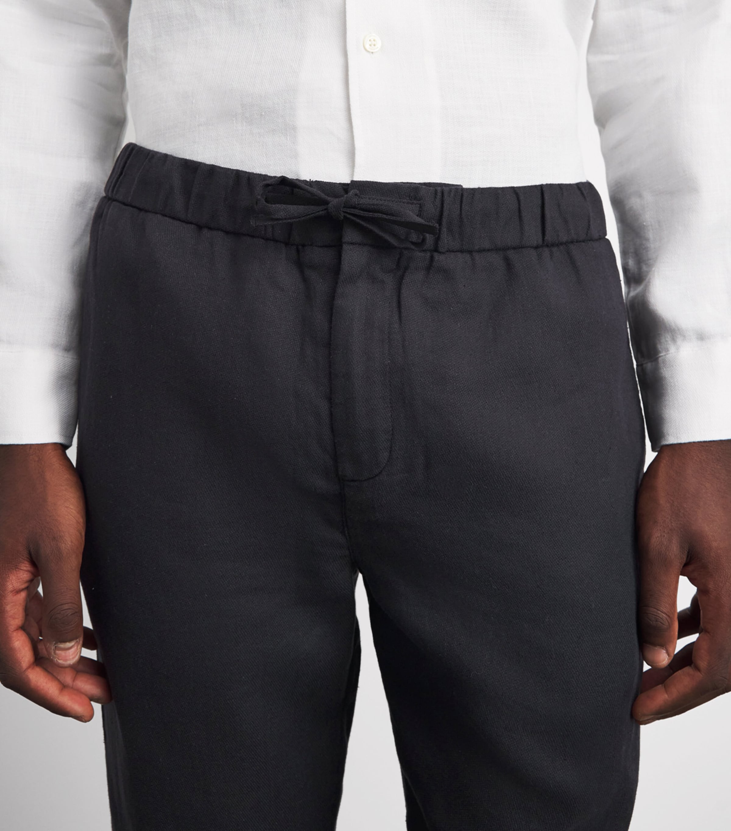 Frescobol Carioca Mens Cotton-Linen Oscar Chinos Black Image 3