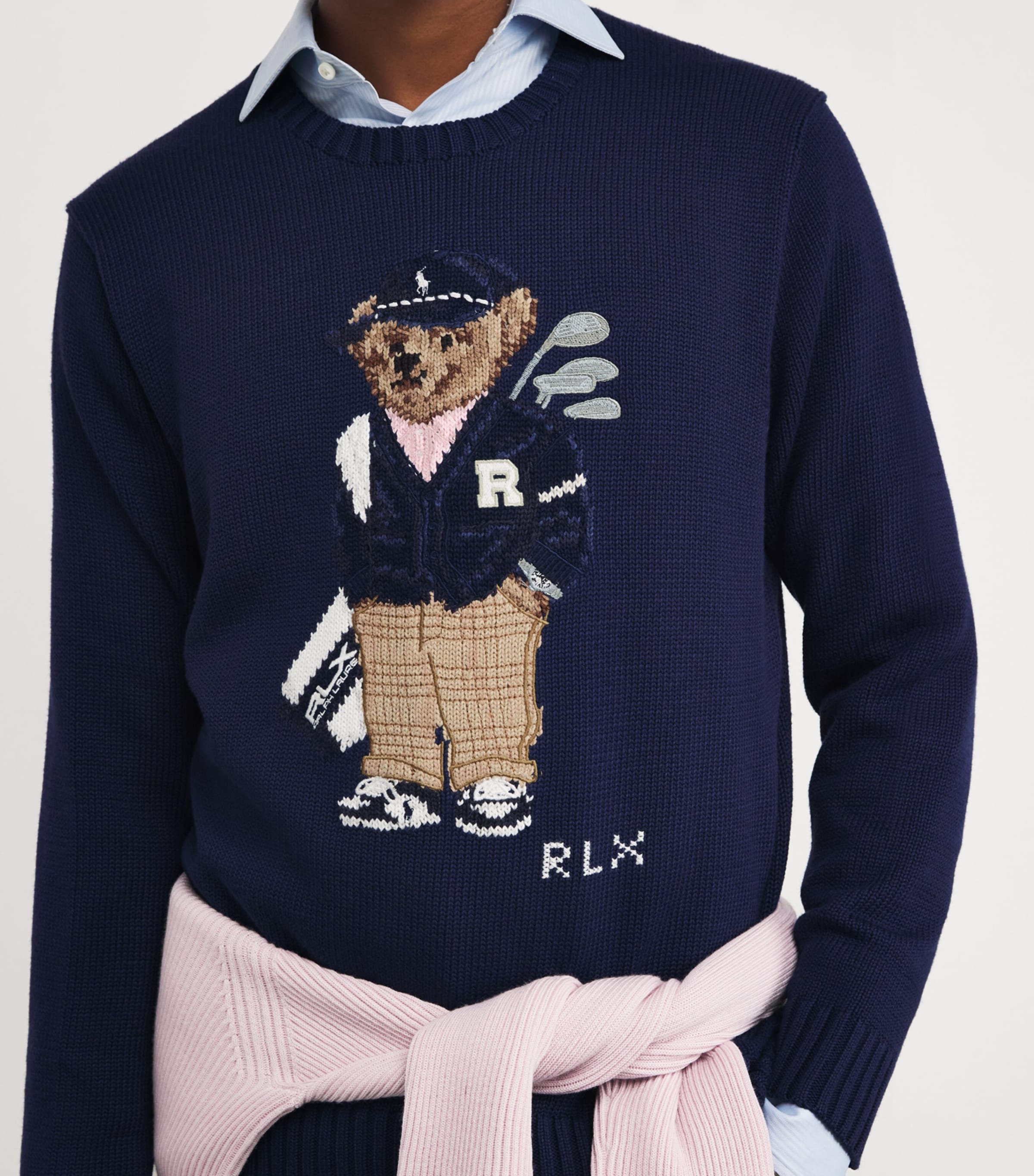 Cotton-Blend Polo Bear Sweater REFINED NAVY Image 6