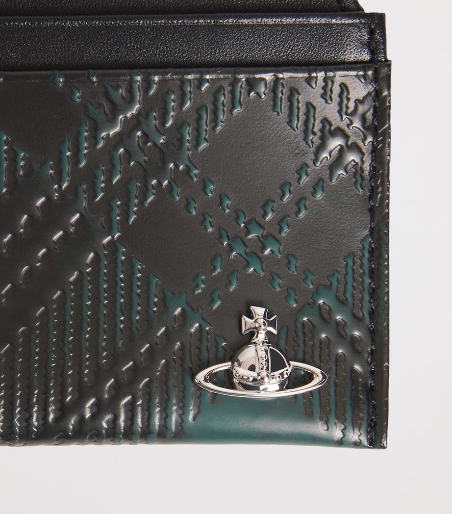 Vivienne Westwood Leather Embossed Check Card Holder Dark Green Image 3
