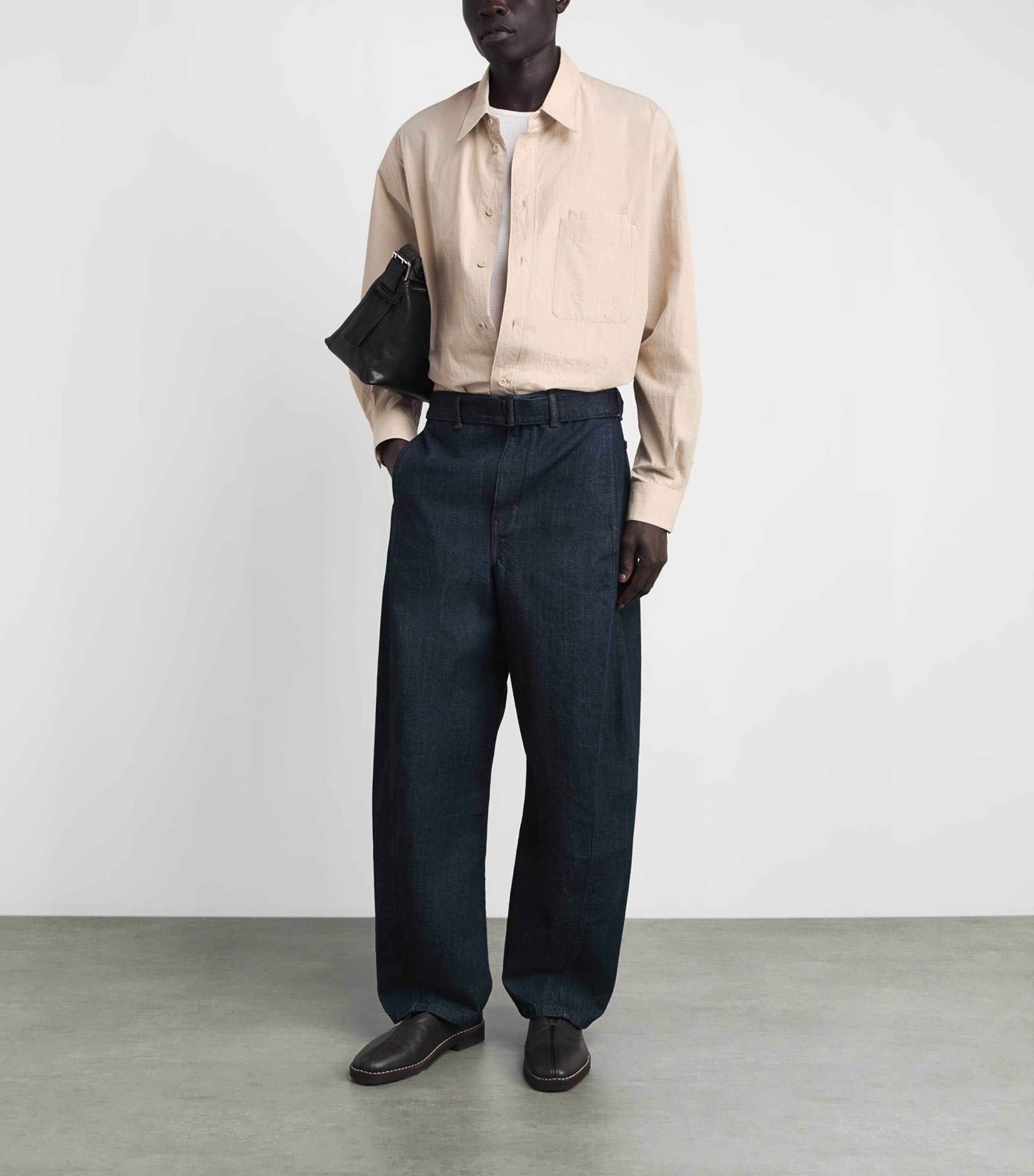 Lemaire Mens Cotton Double-Pocket Shirt Greige/ Image 2