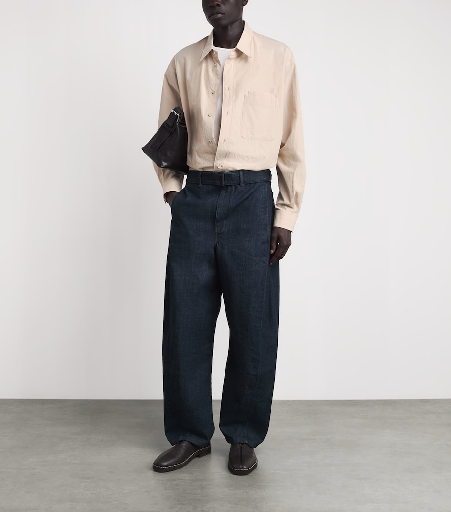 Lemaire Mens Cotton Double-Pocket Shirt Greige/ Image 2