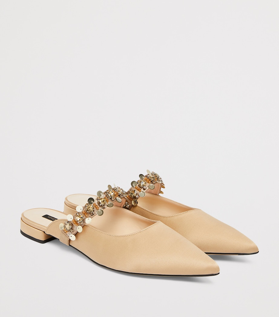 Satin Embellished Mules CAMEL Image 3