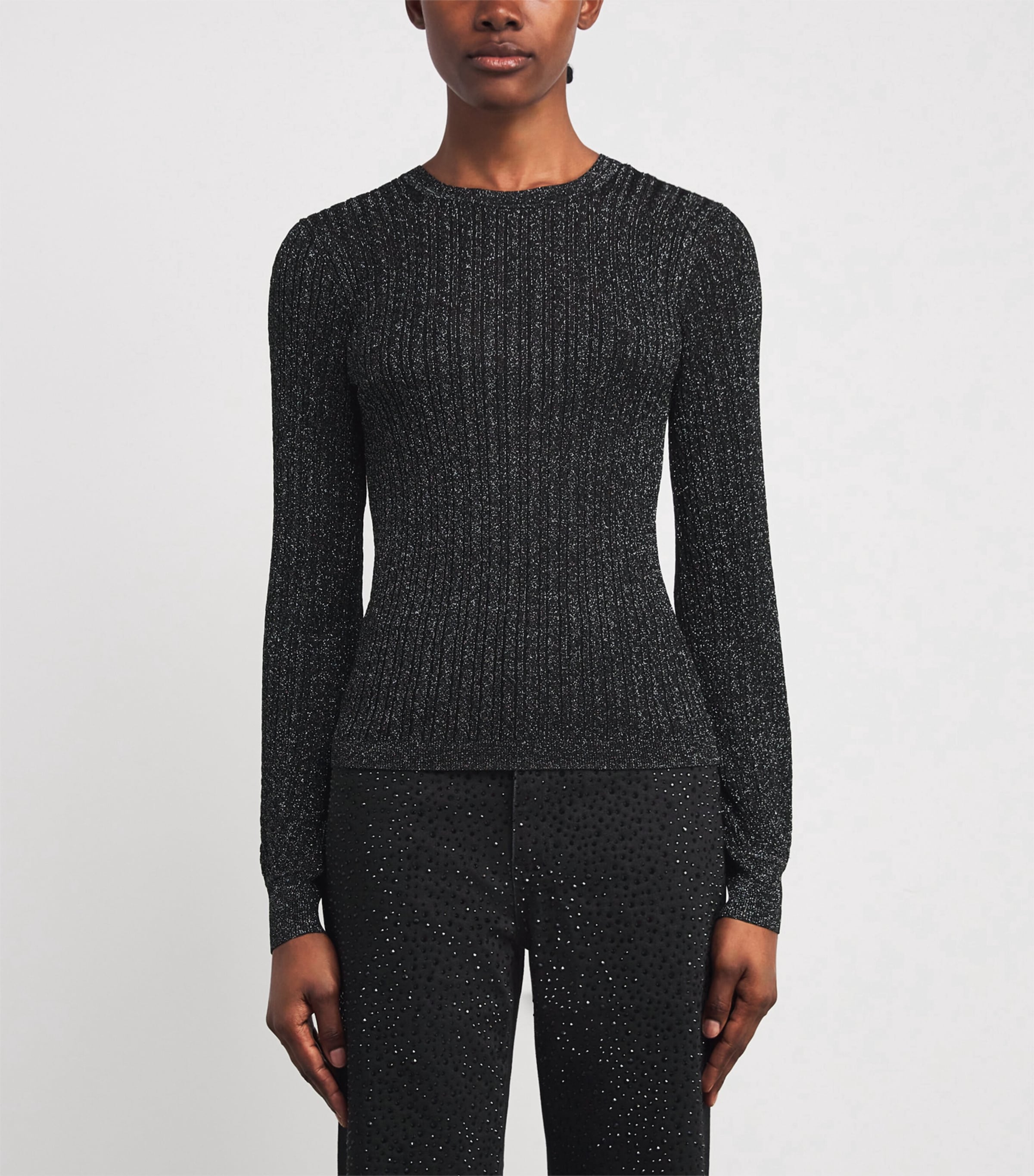 RIbbed Sparkle Adela Sweater BLACK Image 3