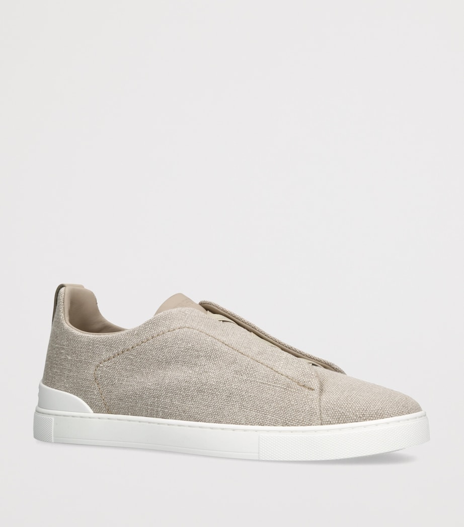 Cotton-Linen Triple Stitch Sneakers GREY/LIGHT Image 3