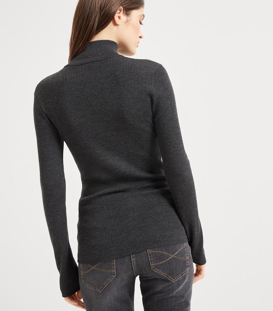 Virgin Wool-Cashmere Half-Zip Sweater C055 Image 3