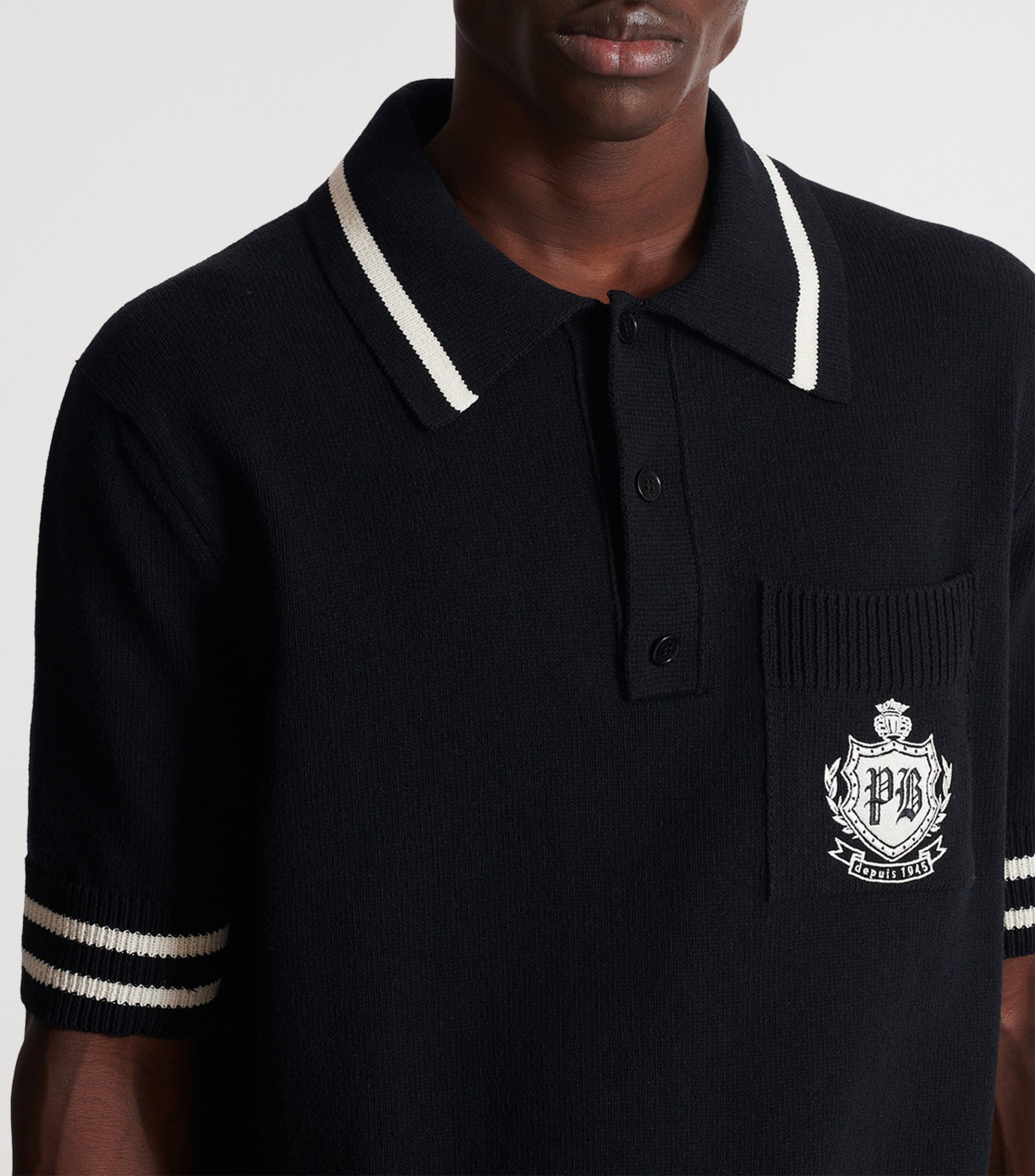 College Emblem Polo Shirt EER NOIR/NATUREL Image 3