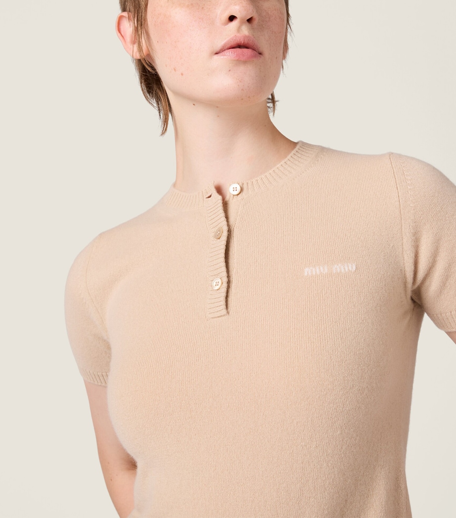 Miu Miu Womens Cashmere Short-Sleeve Sweater Image 6