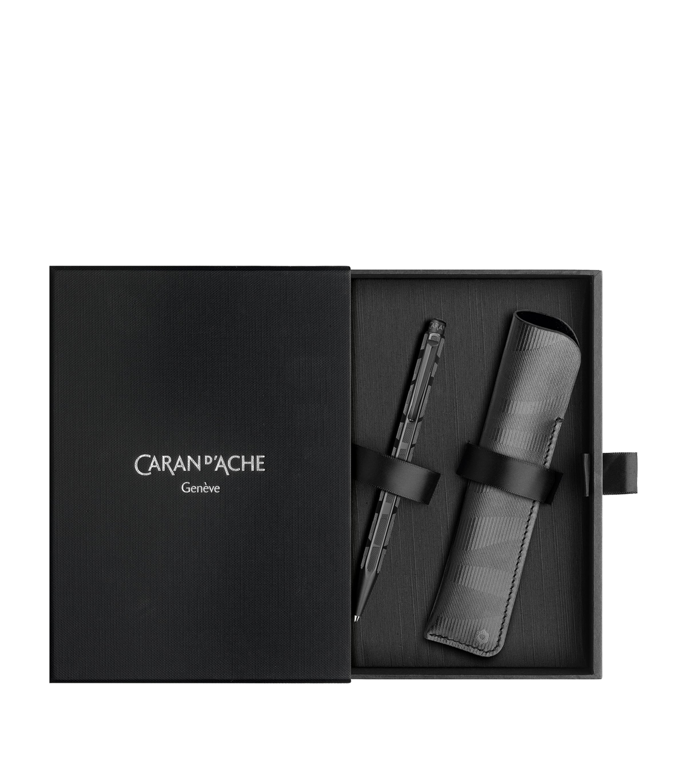 Caran d'Ache Special Edition Ecridor Ballpoint Pen and Leather Case Black Image 2