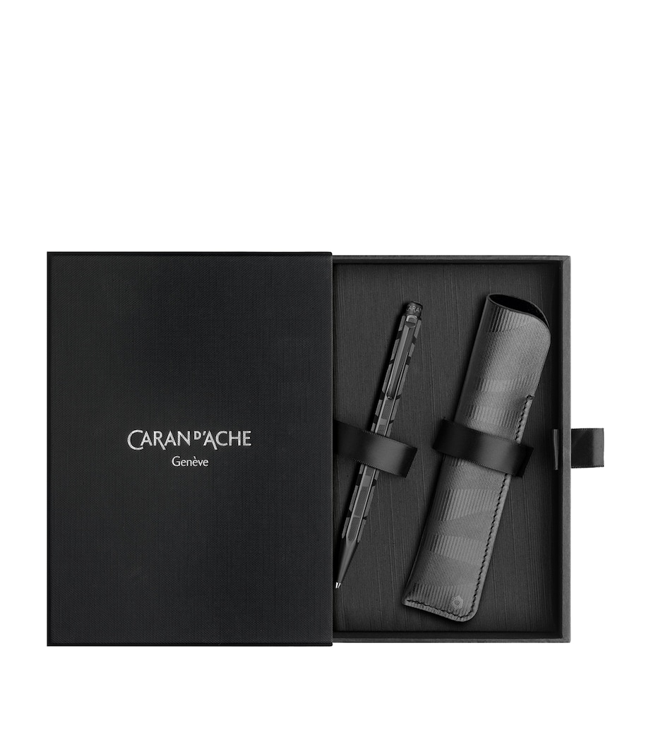 Caran d'Ache Special Edition Ecridor Ballpoint Pen and Leather Case Black Image 2