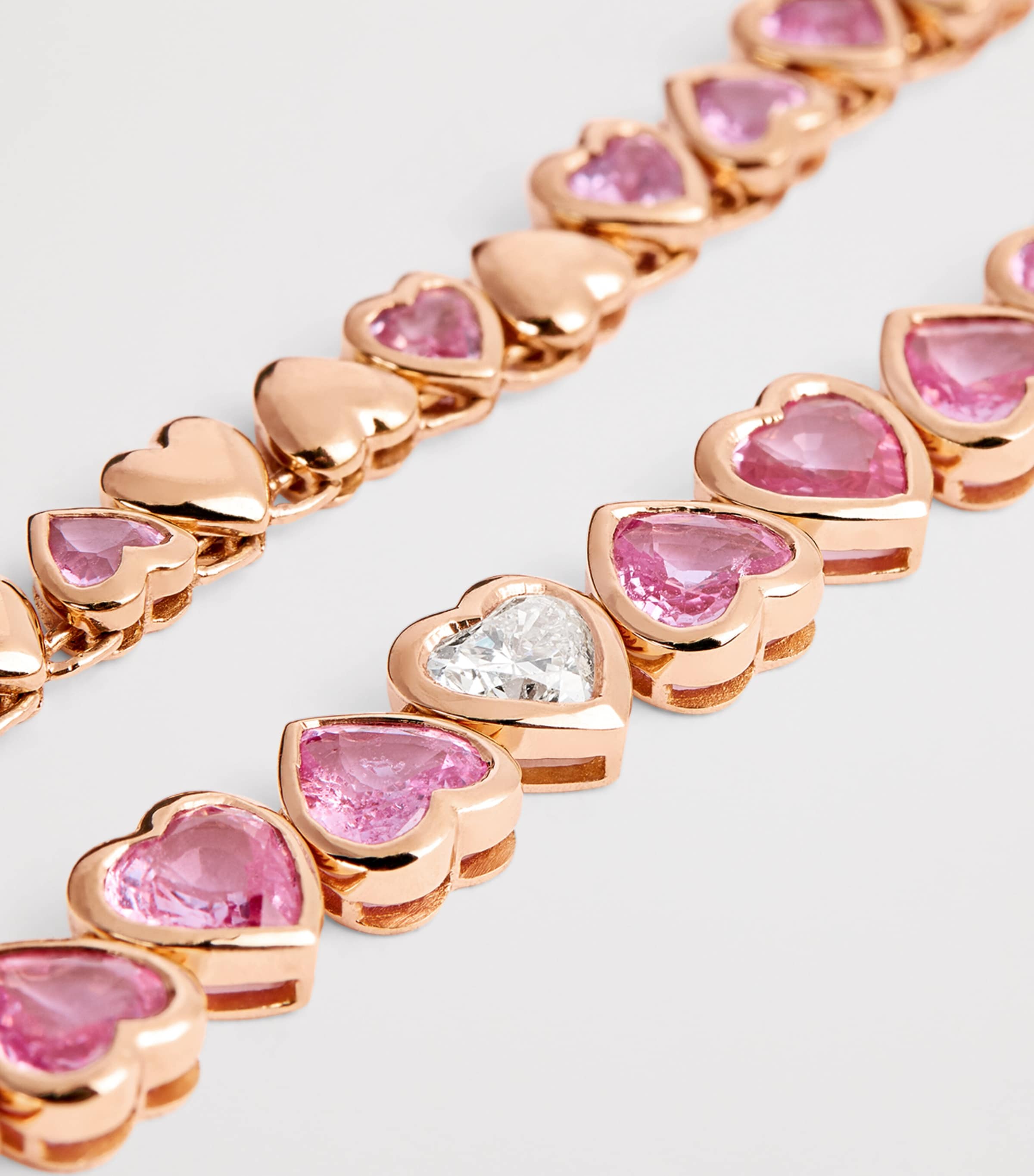Rose Gold, Diamond and Sapphire Heart Tennis Necklace ROSE GOLD Image 4