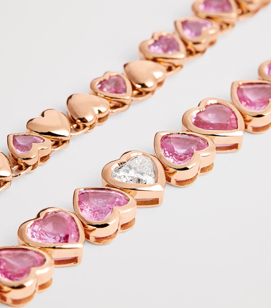Rose Gold, Diamond and Sapphire Heart Tennis Necklace ROSE GOLD Image 4