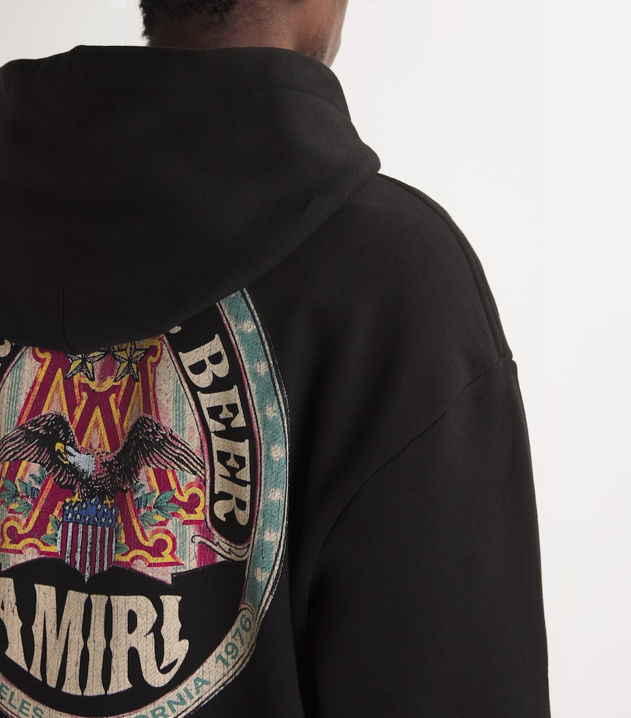 Eagle Print Oversized Hoodie BLACK Image 6