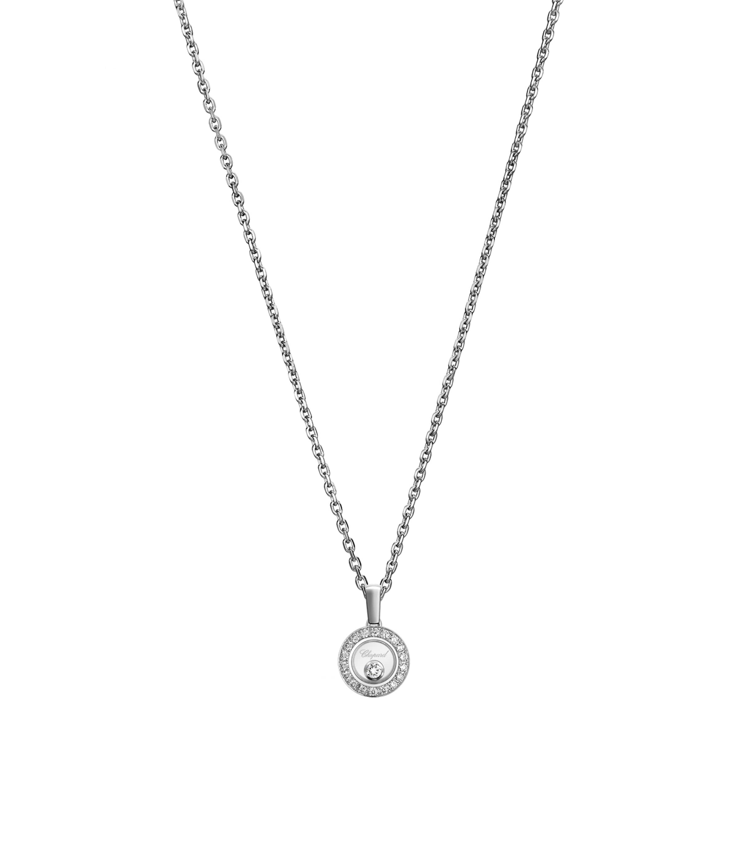 Chopard White Gold And Diamond Happy Diamonds Icons Pendant Necklace In Gold