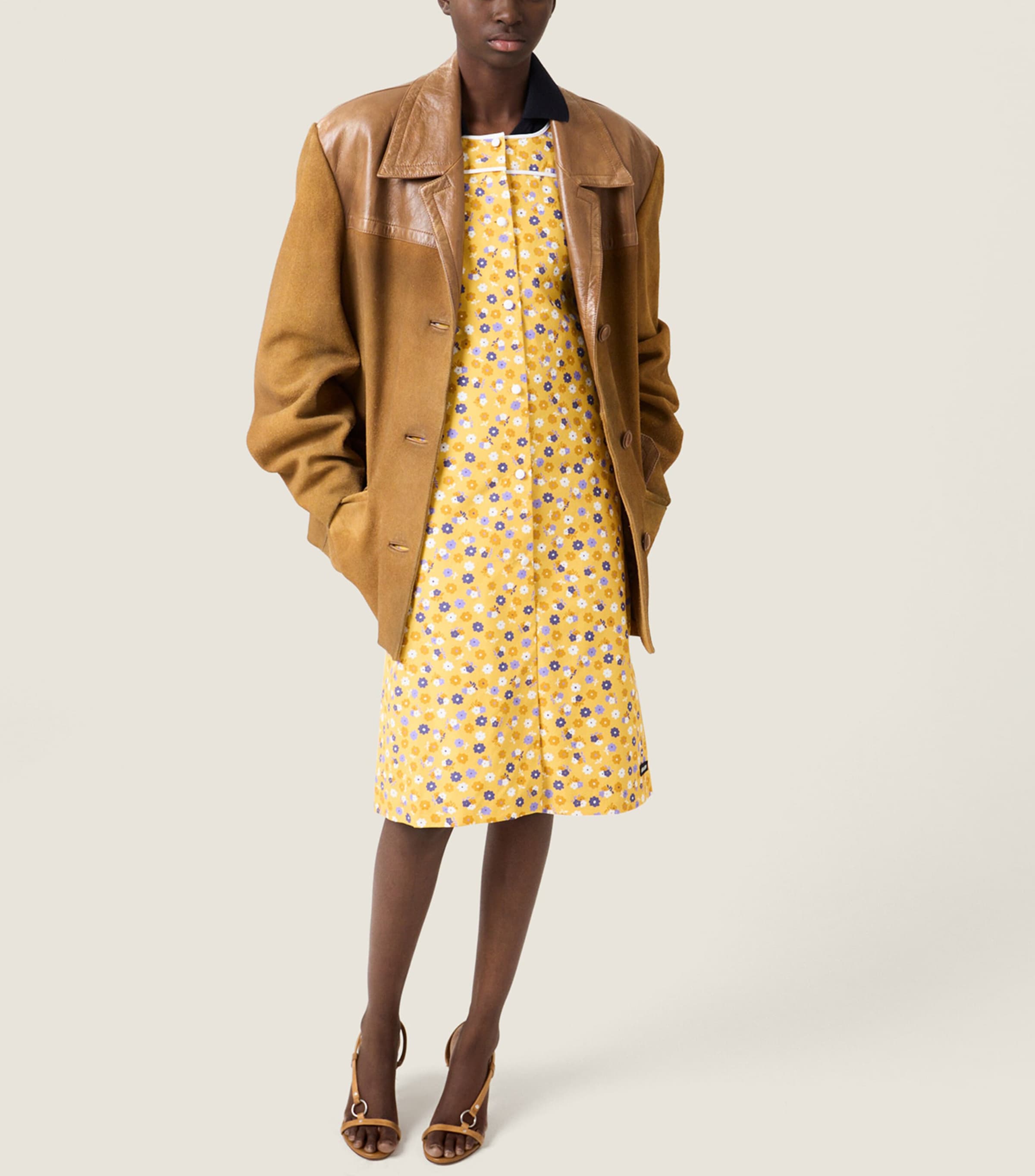 Miu Miu Womens Cotton Poplin Floral Midi Dress Image 5