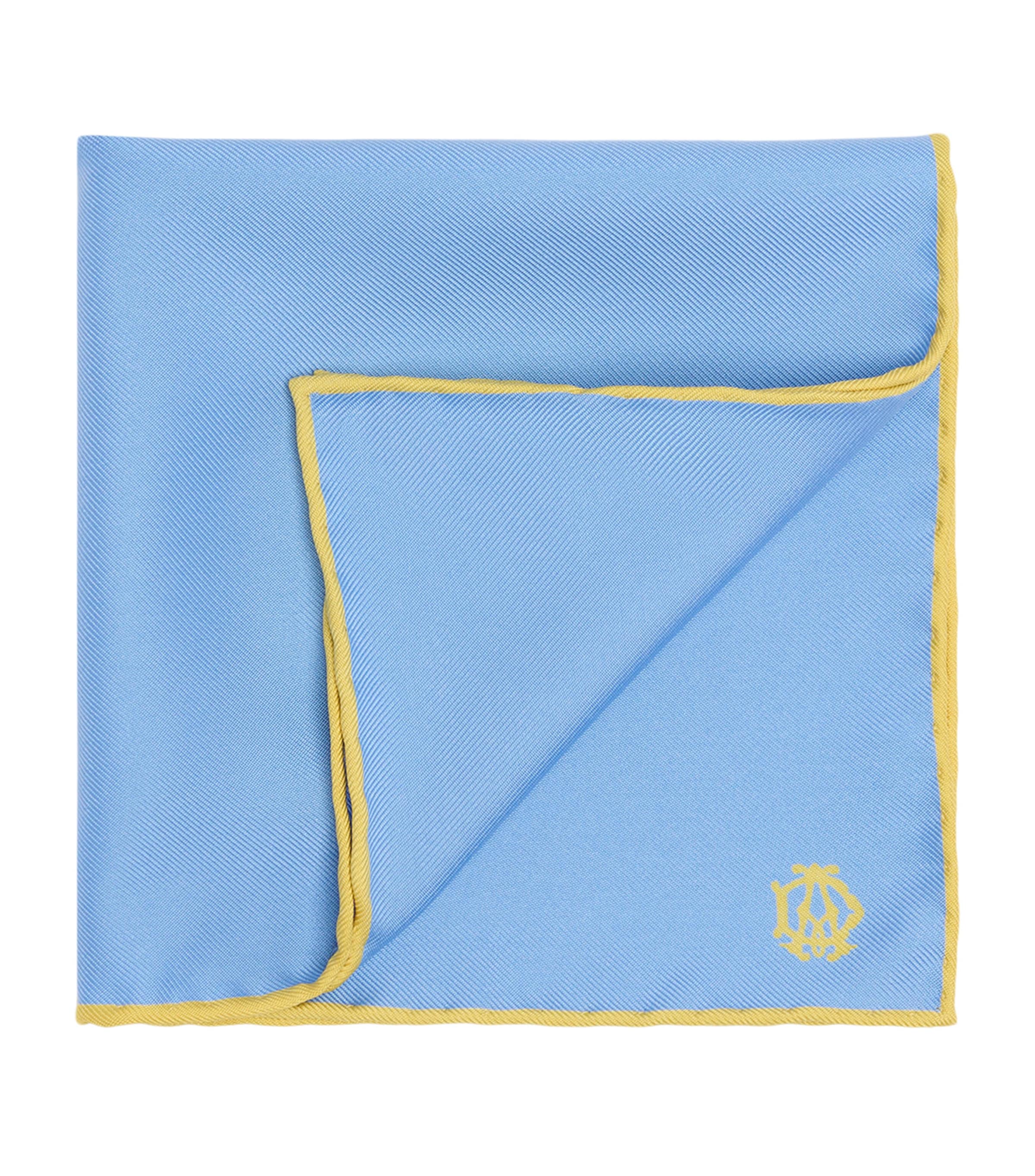 Dunhill Mulberry Silk Pocket Square Blue Image 1