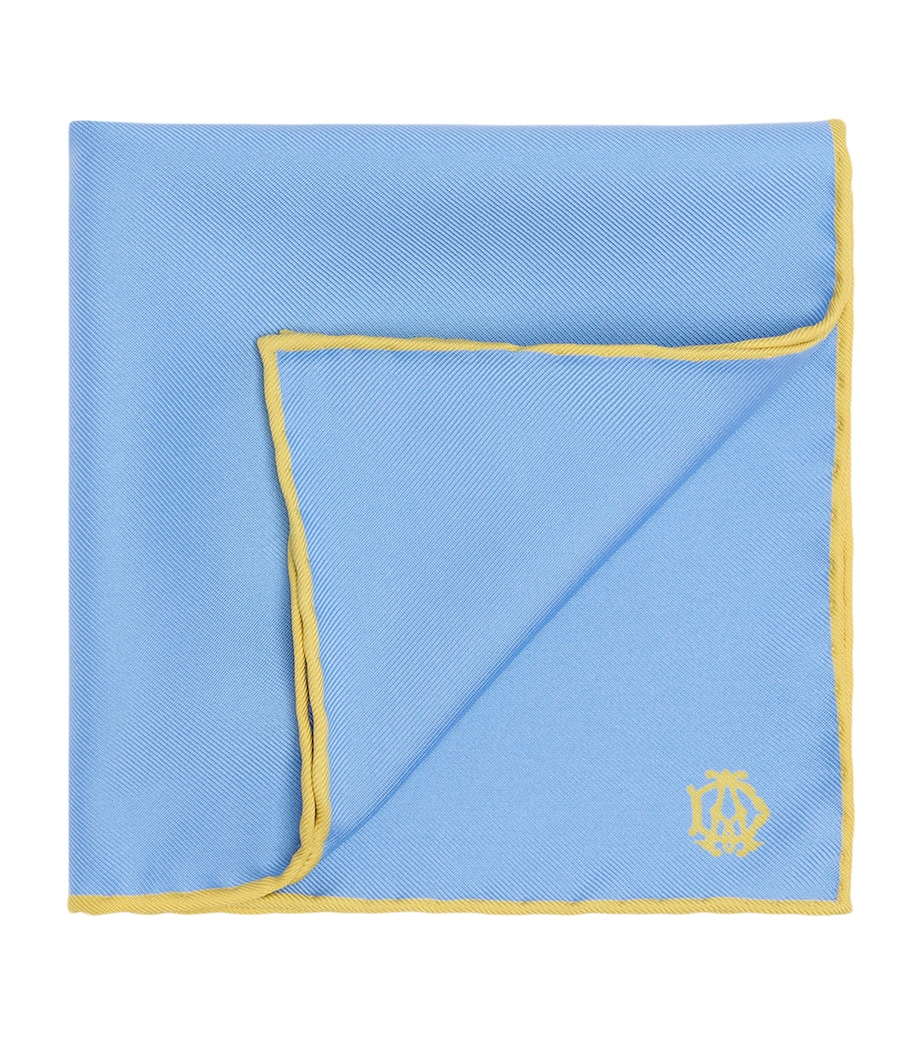 Dunhill Mulberry Silk Pocket Square Blue Image 1