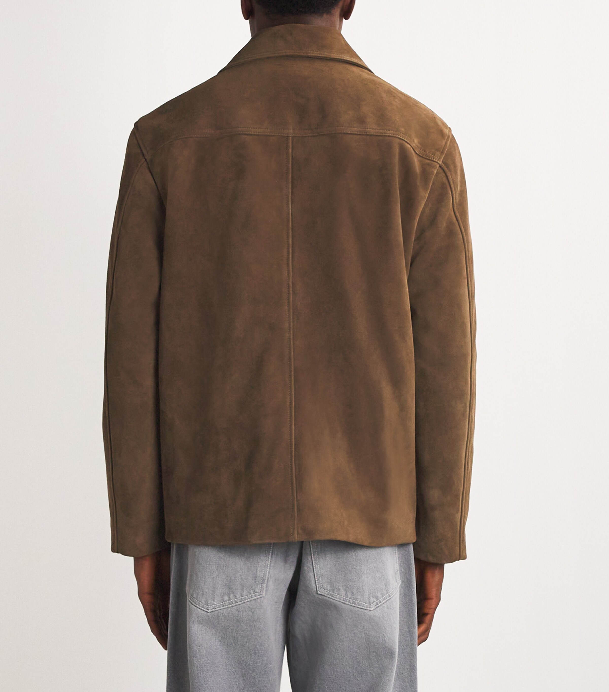 Suede Button-Up Jacket DARK CAMEL Image 4