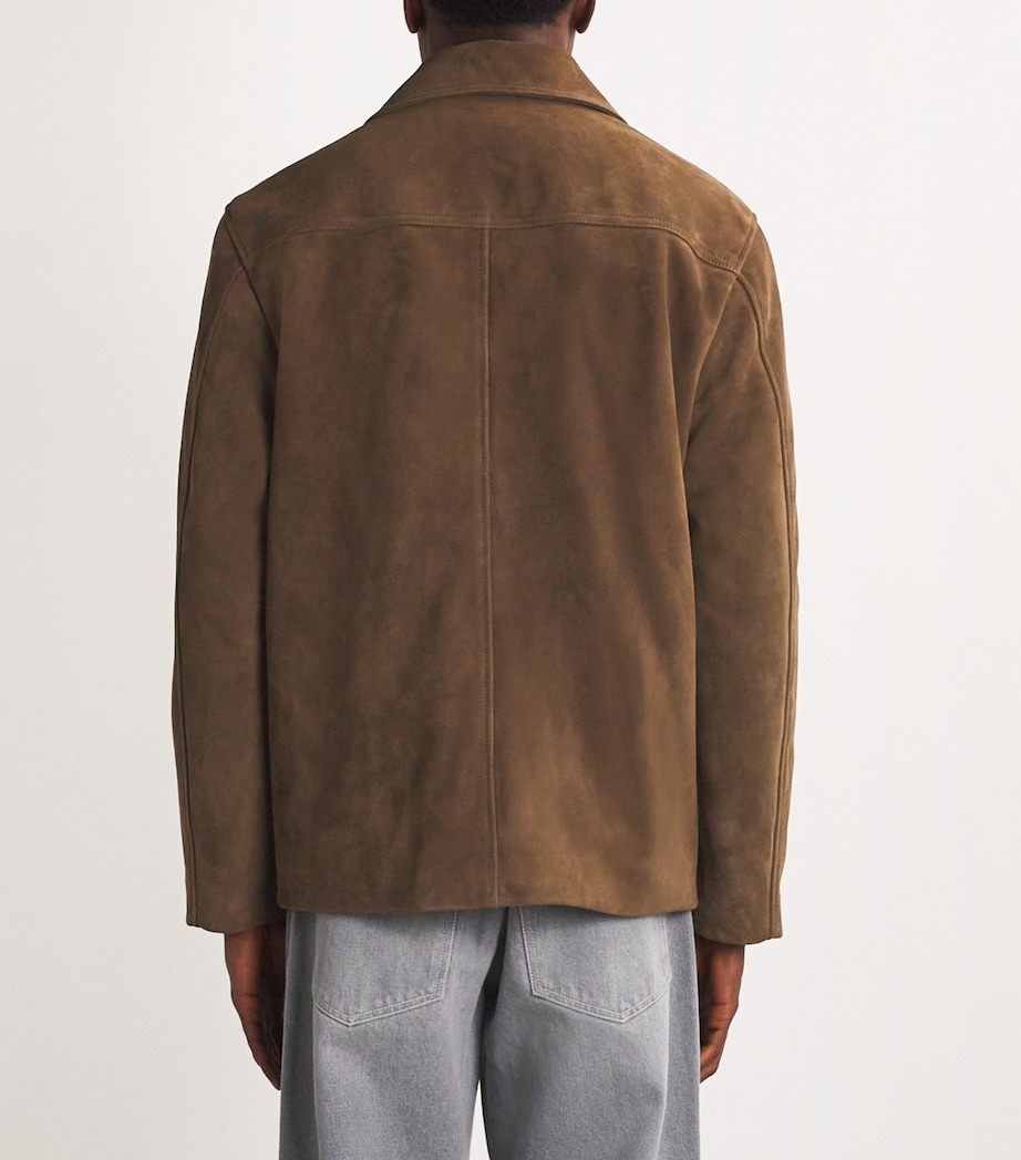 Suede Button-Up Jacket DARK CAMEL Image 4
