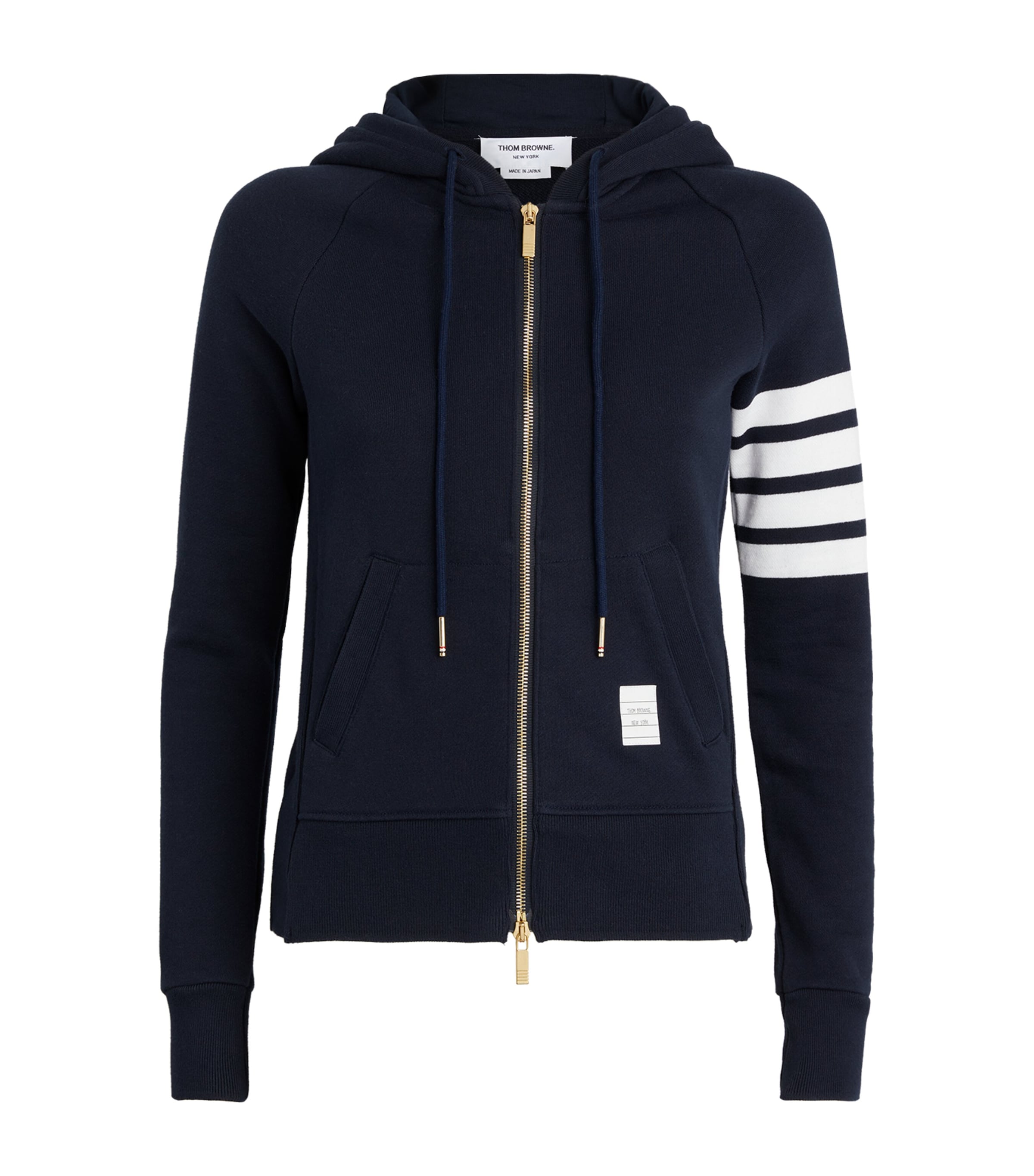 Shop Thom Browne 4-bar Zip-up Hoodie In Navy