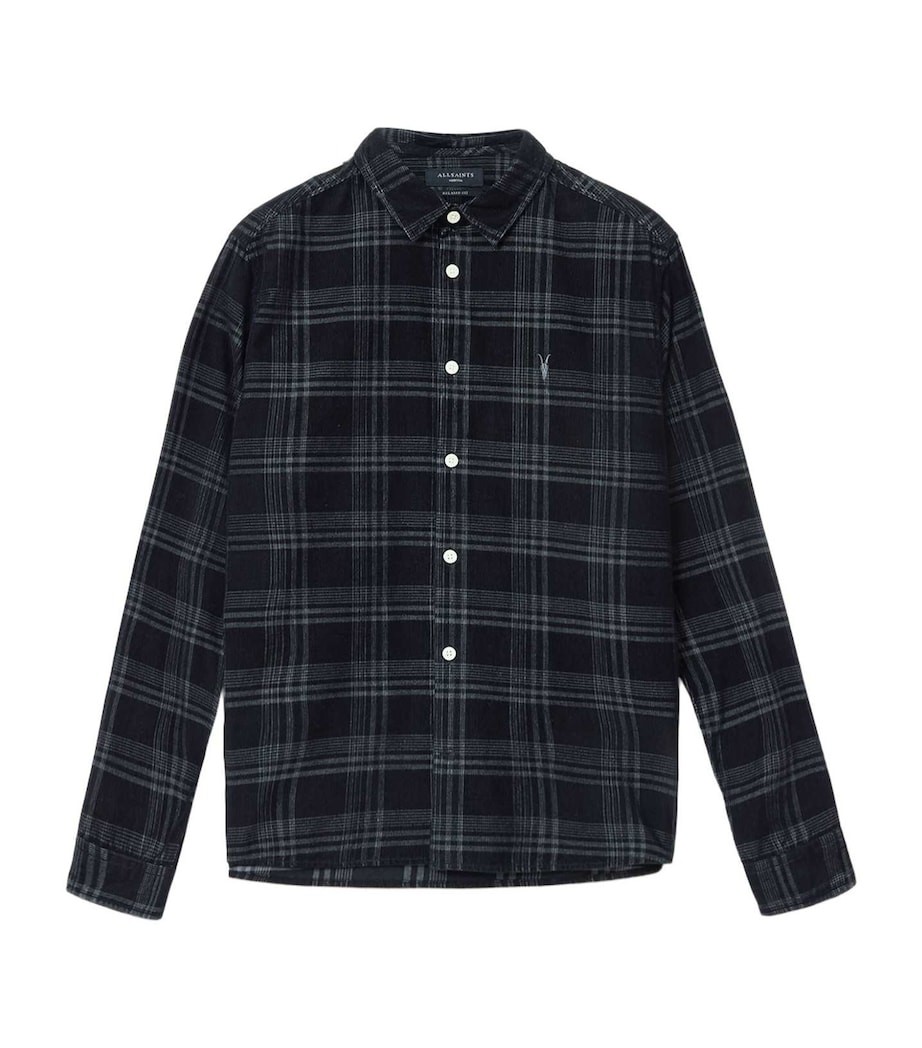 AllSaints Mens Organic Cotton Check Rockley Shirt Surge Black Image 1