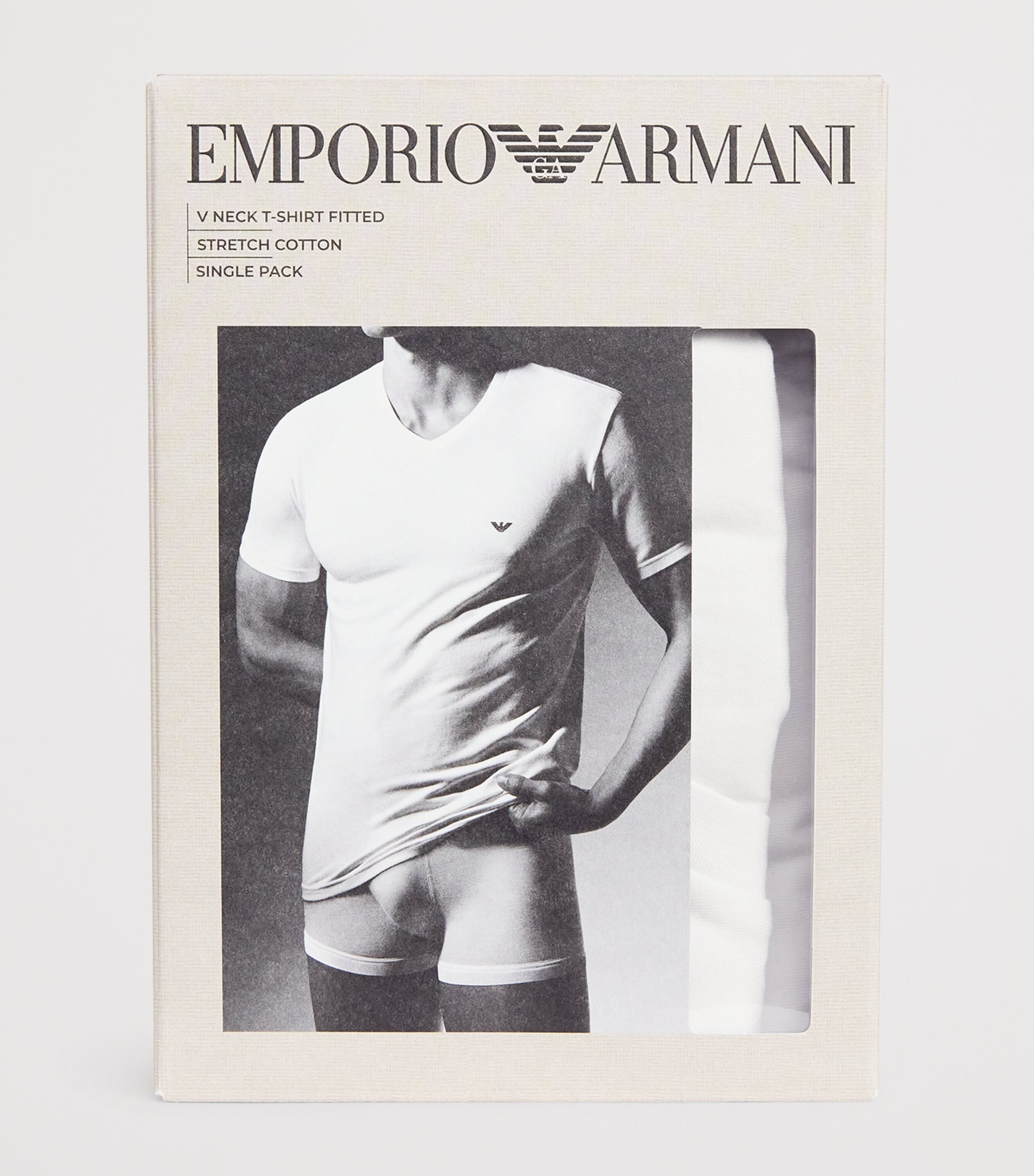 Stretch-Cotton Eagle Logo V-Neck T-Shirt U0002 WHITE Image 4