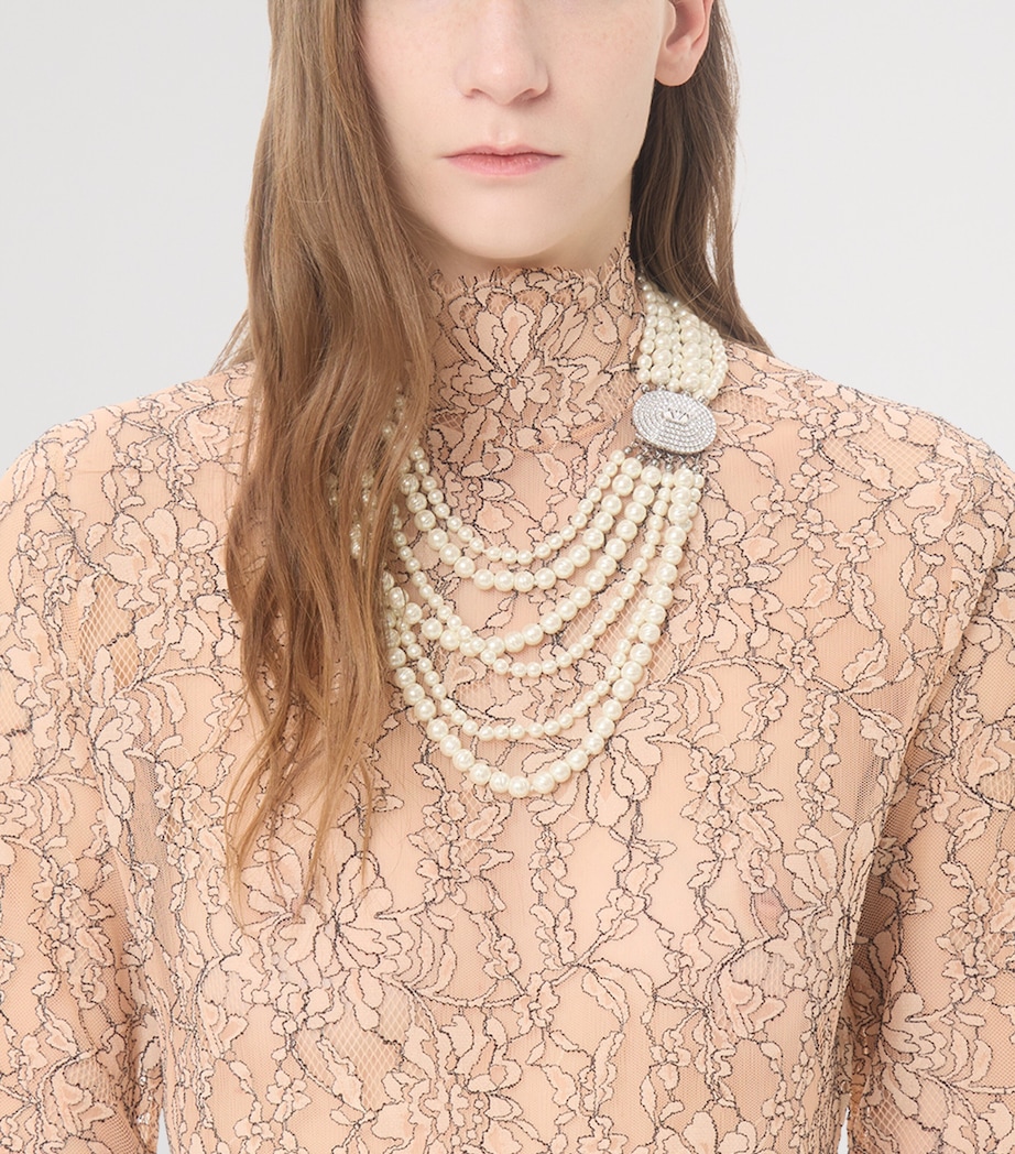 Valentino Womens Lace Floral Bodysuit Dns Image 7