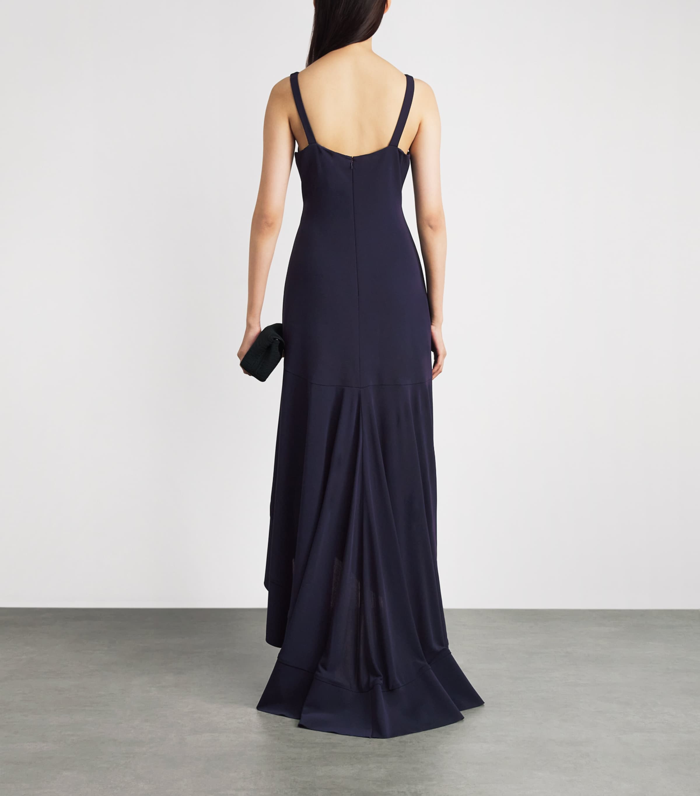 Stella McCartney Womens Georgette Ruffled Asymmetric Gown Ink Image 4