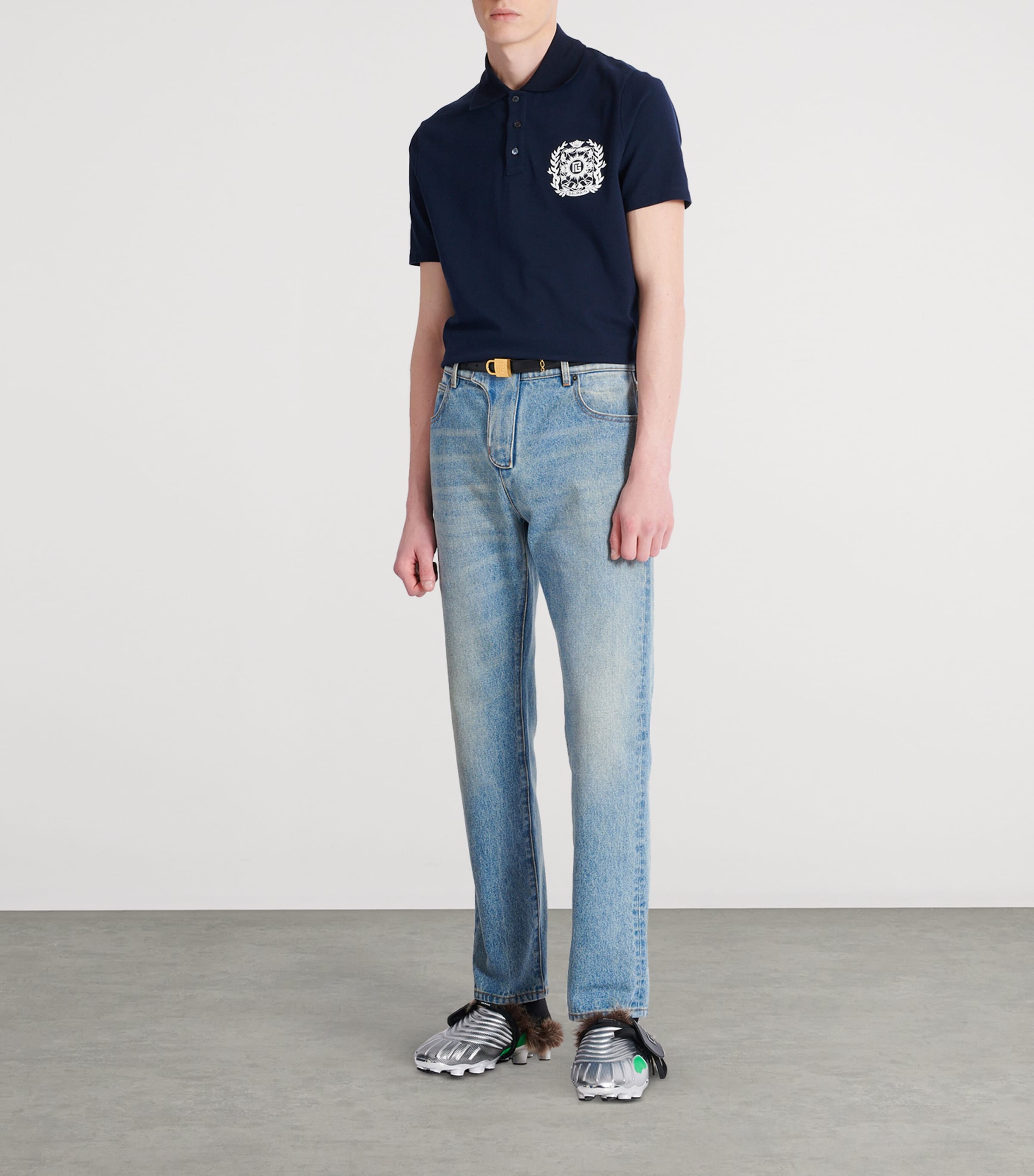 Cotton Crest Polo Shirt SIV MARINE/BLANC Image 2