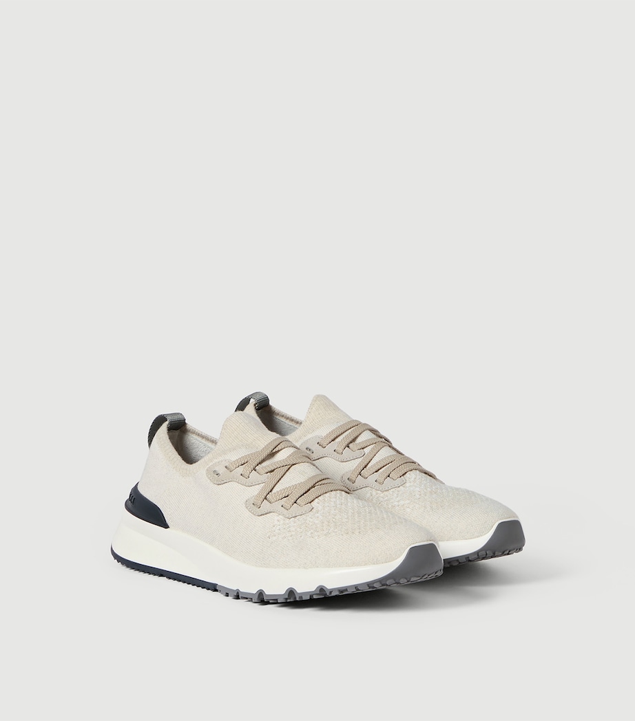 Brunello Cucinelli Cotton-Blend Chiné-Knit Sneakers Image 3