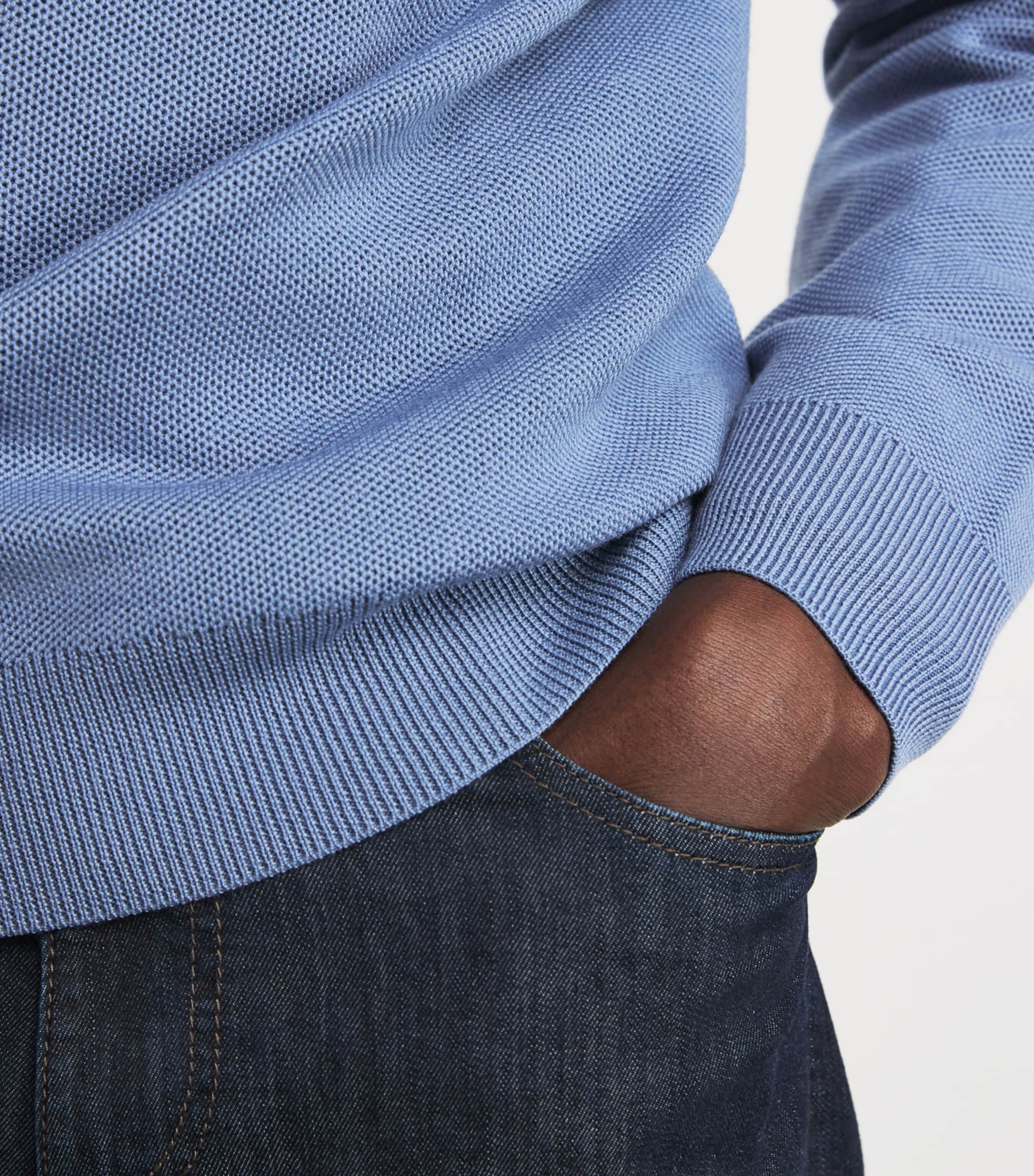 Wool Quarter-Zip Sweater BLUE Image 6