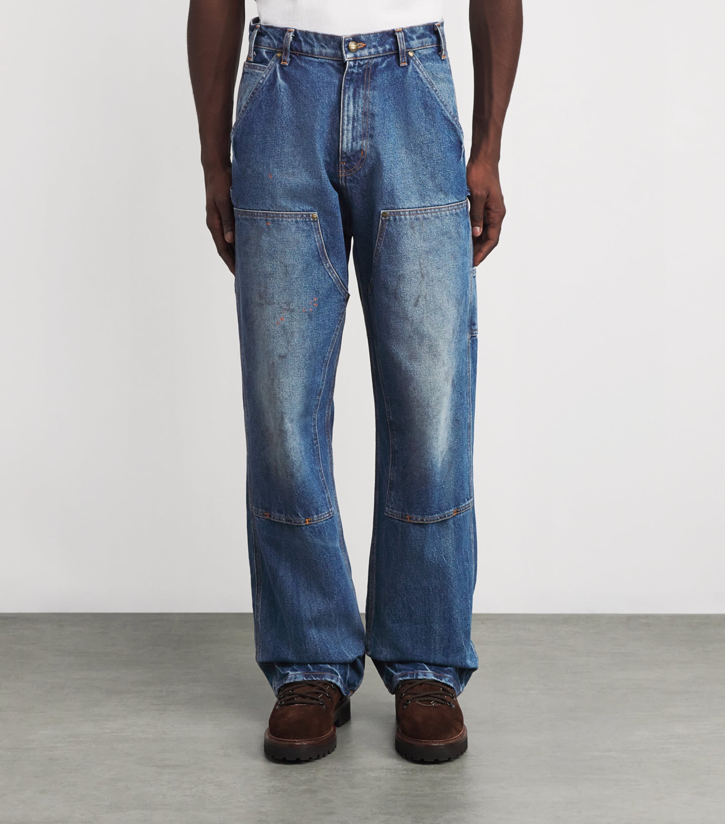 Stonewash Double-Knee Wide-Leg Jeans DENIM Image 3