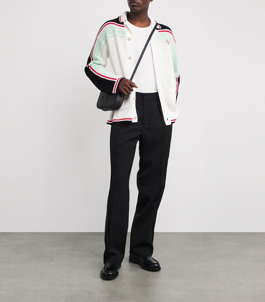 Wool Stripe-Side Pleated Trousers BLACK Image 2