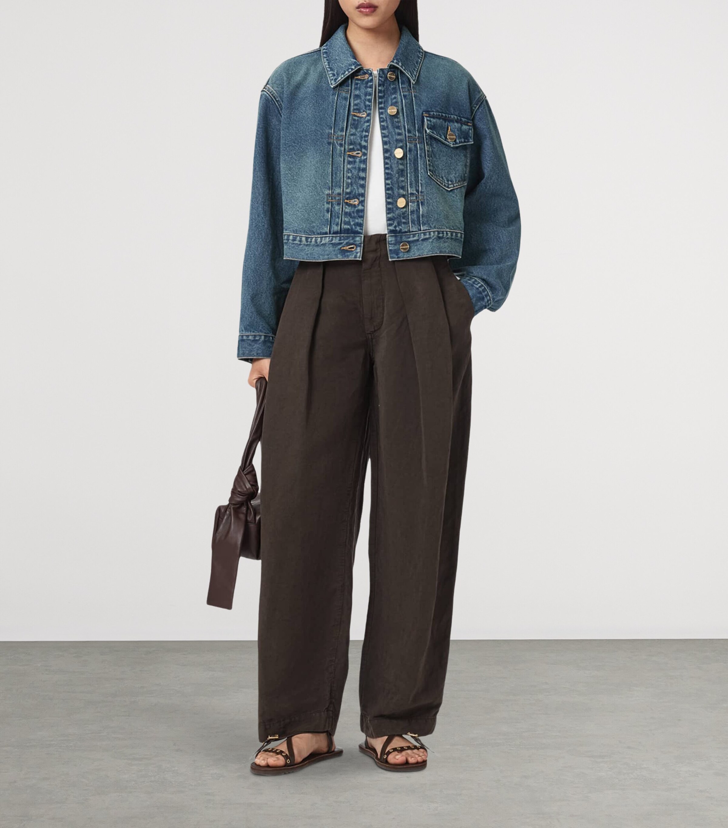AllSaints Womens Blink Cropped Denim Jacket Tinted Indigo Image 6