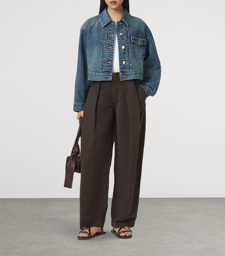 AllSaints Womens Blink Cropped Denim Jacket Tinted Indigo Image 6