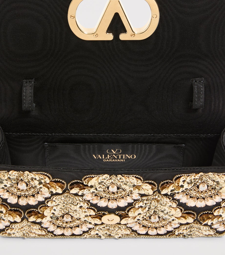 Valentino Garavani Small Embellished Vain Clutch Bag Image 5