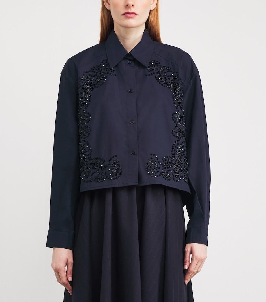 Cotton Embroidered Shirt NAVY BLUE Image 3