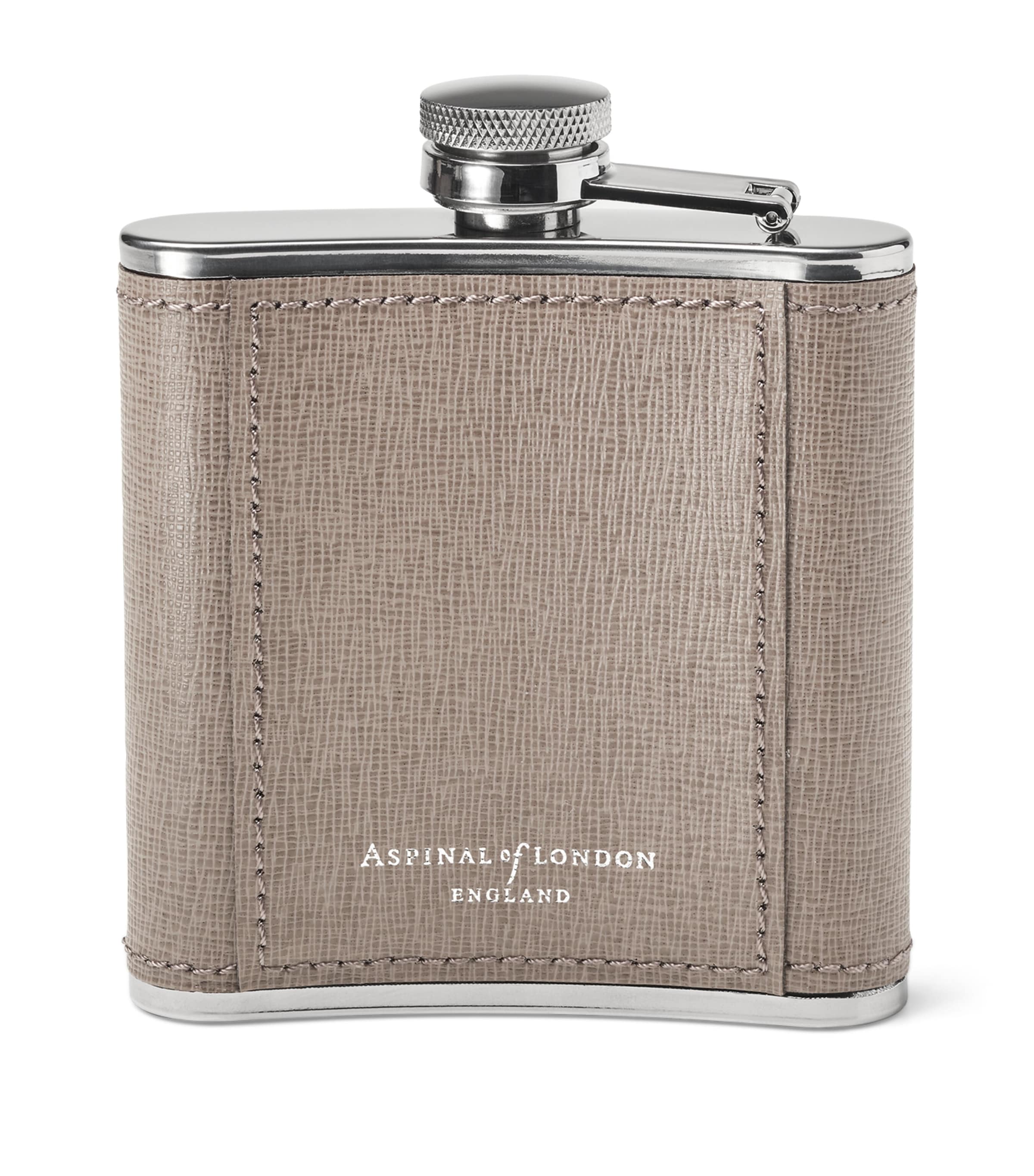 Aspinal Of London Leather Classic Hip Flask In Gray