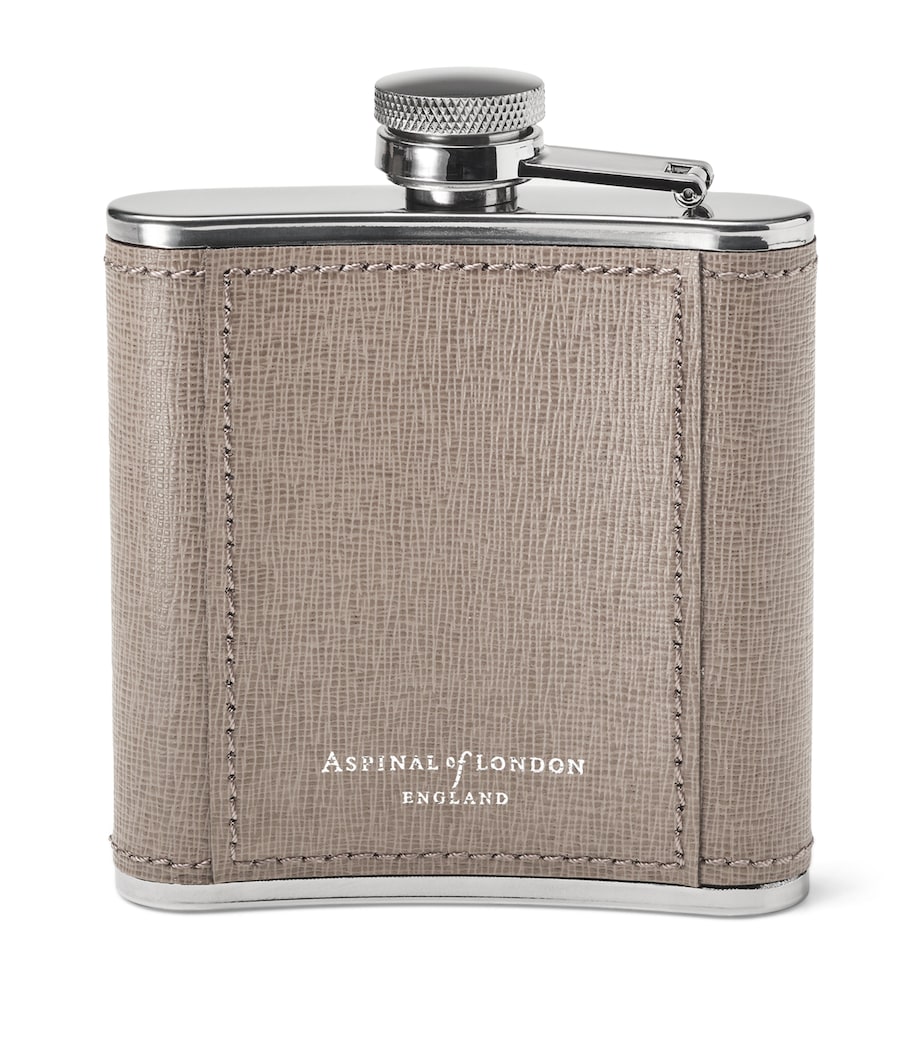 Leather Classic Hip Flask WARM GREY Image 1