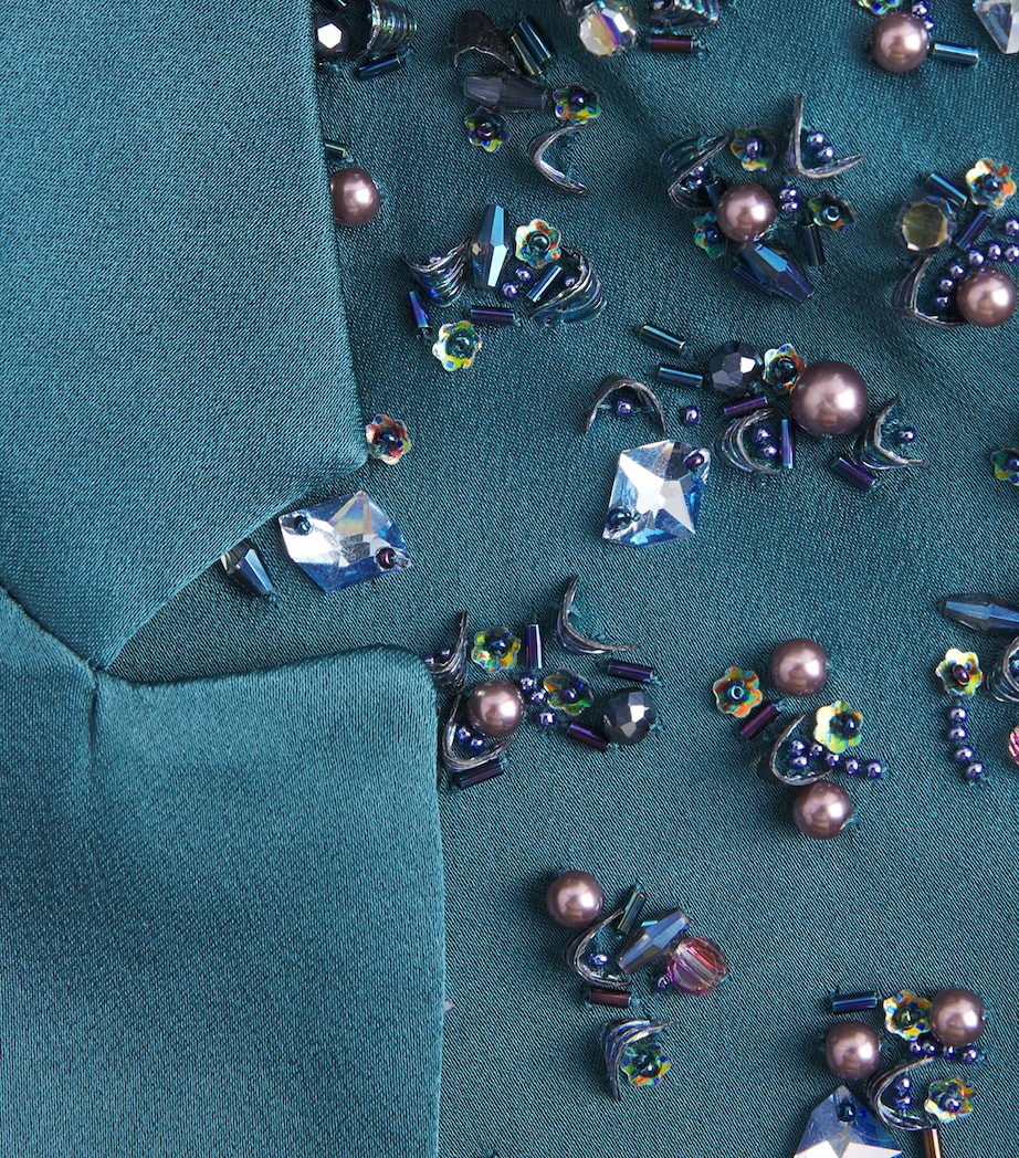 Satin Embellished Blazer DARK TEAL Image 5