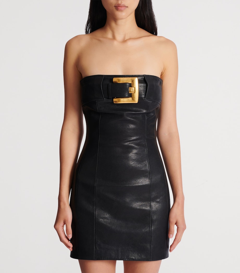 Lambskin Belt-Detail Mini Dress 0PA NOIR Image 4