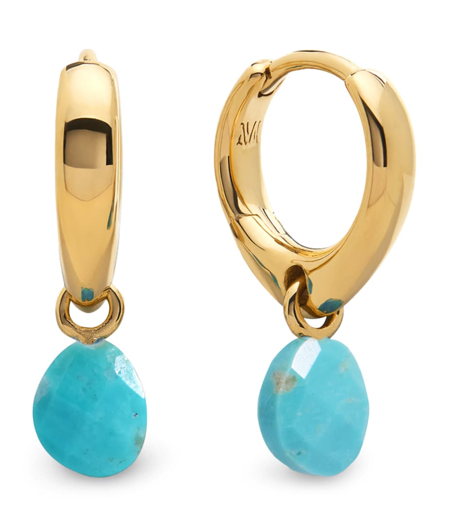Monica Vinader Gold Vermeil and Turquoise Nura Huggie Earrings Gold Vermeil Image 1