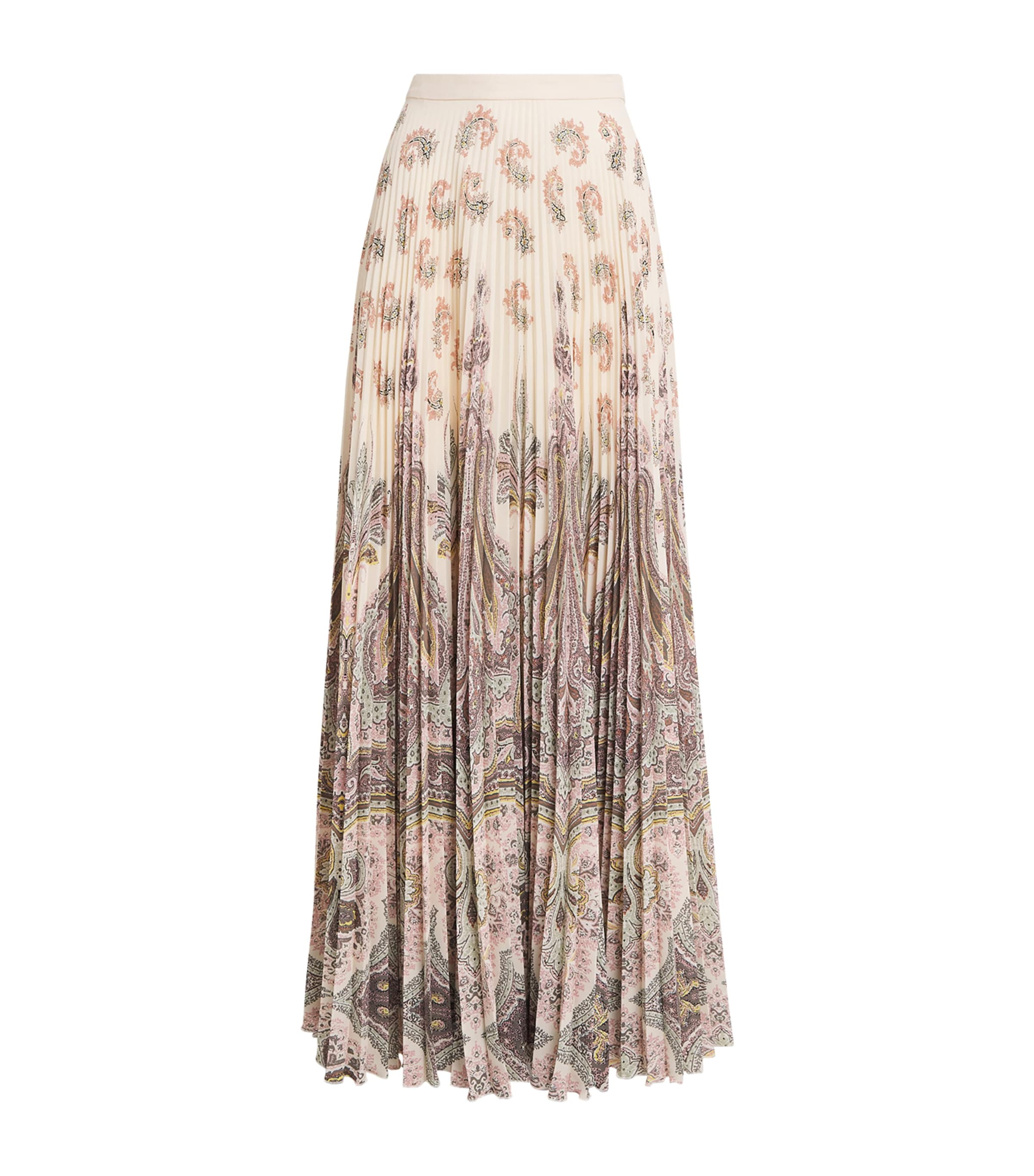 Etro Womens Paisley Print Pleated Maxi Skirt Prnt/beig Base Image 1