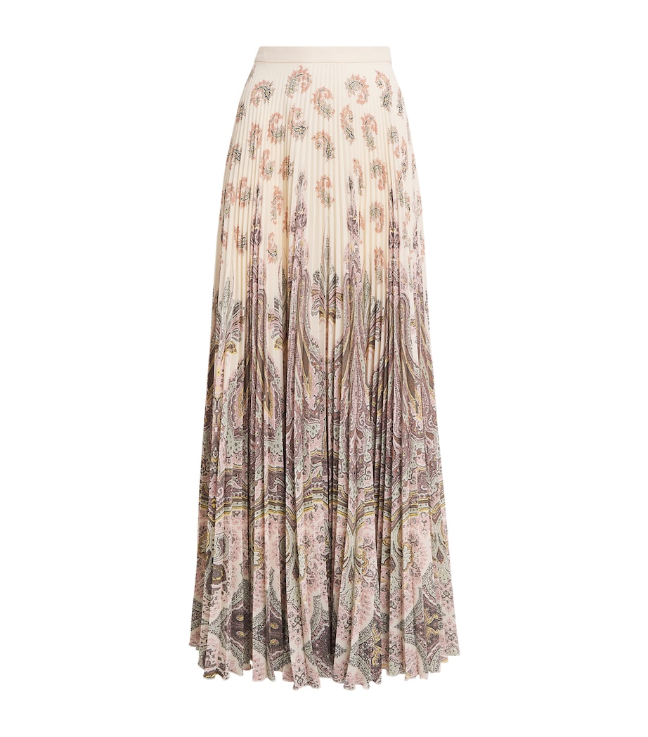 Etro Womens Paisley Print Pleated Maxi Skirt Prnt/beig Base Image 1
